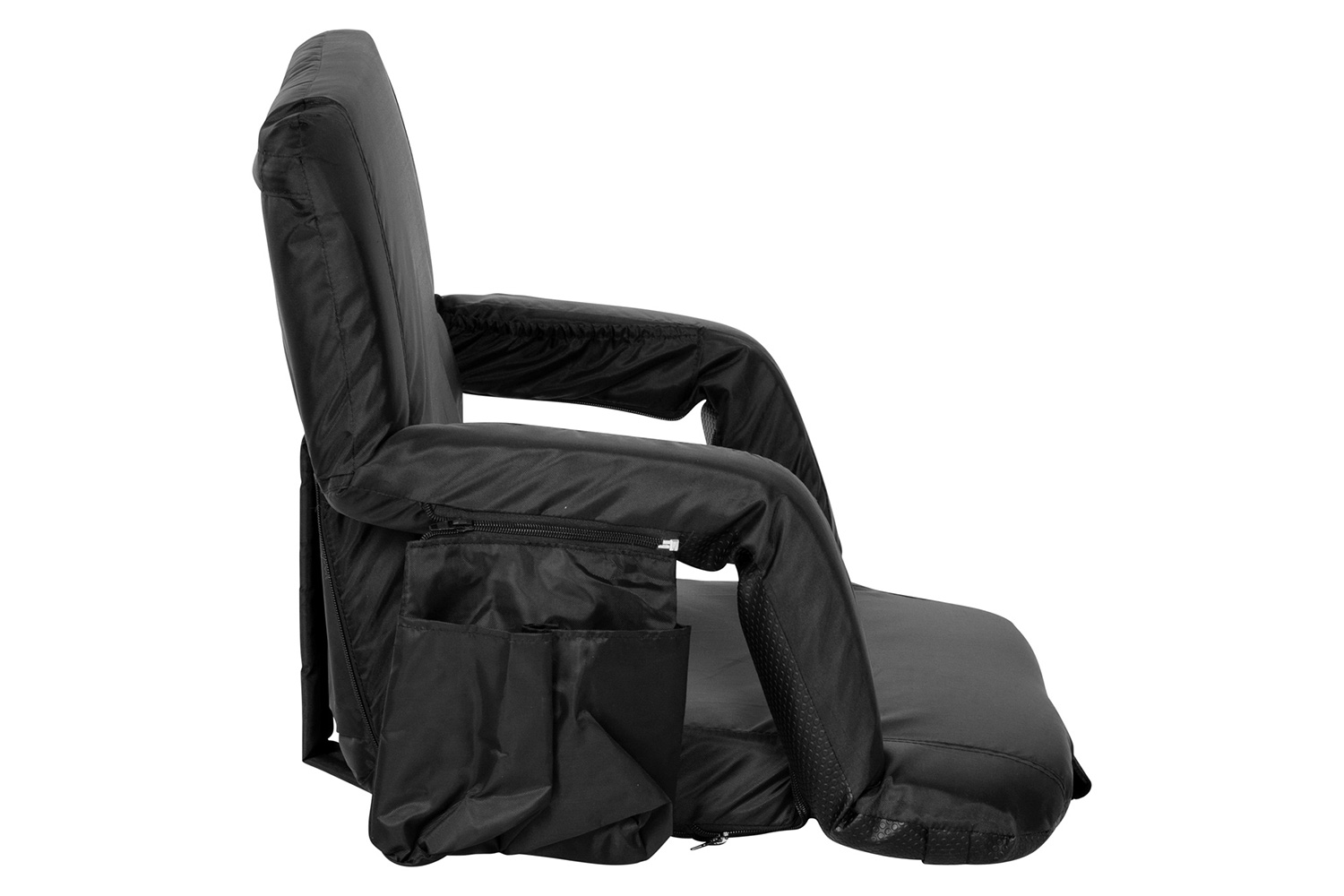 BLNK Malta Extra Wide Portable Lightweight Reclining Stadium Chair with Armrests, Padded Back and Seat - Black