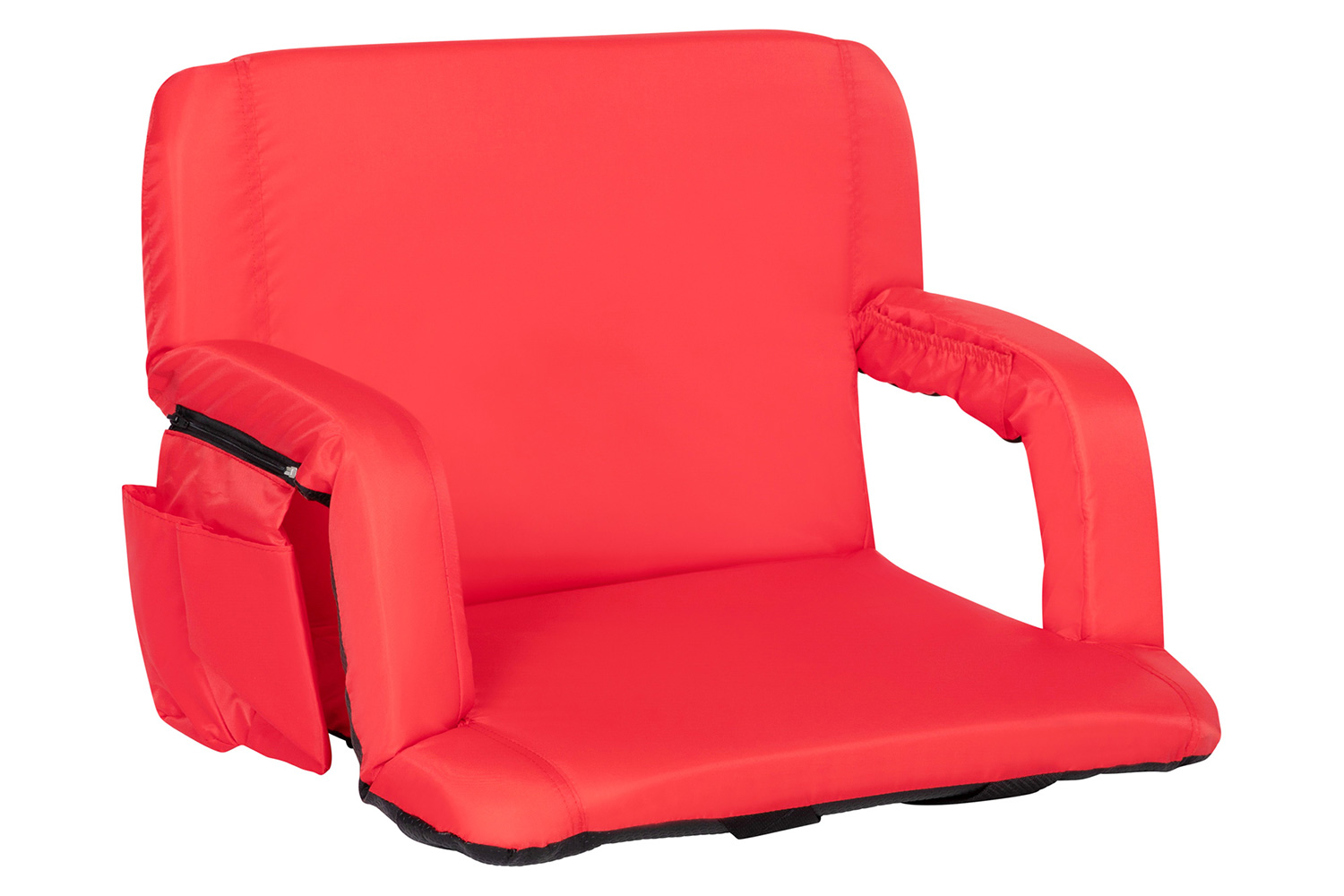 BLNK Malta Extra Wide Portable Lightweight Reclining Stadium Chair with Armrests, Padded Back and Seat - Red