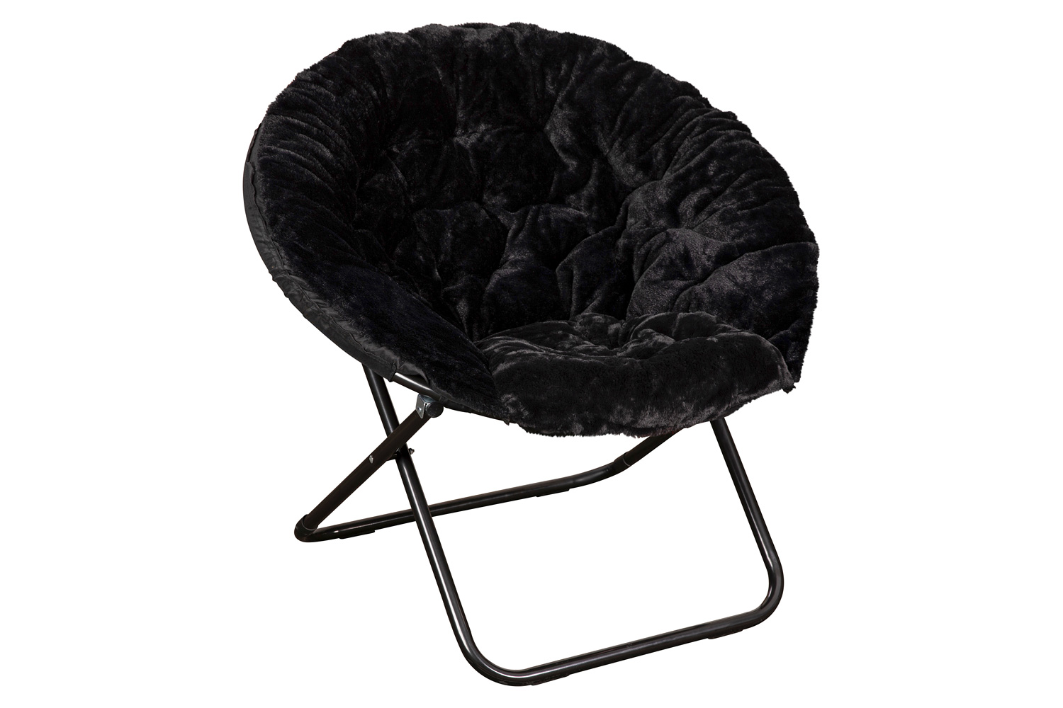 BLNK Gwen Faux Fur Oversize Portable Folding Saucer Moon Chair - Black