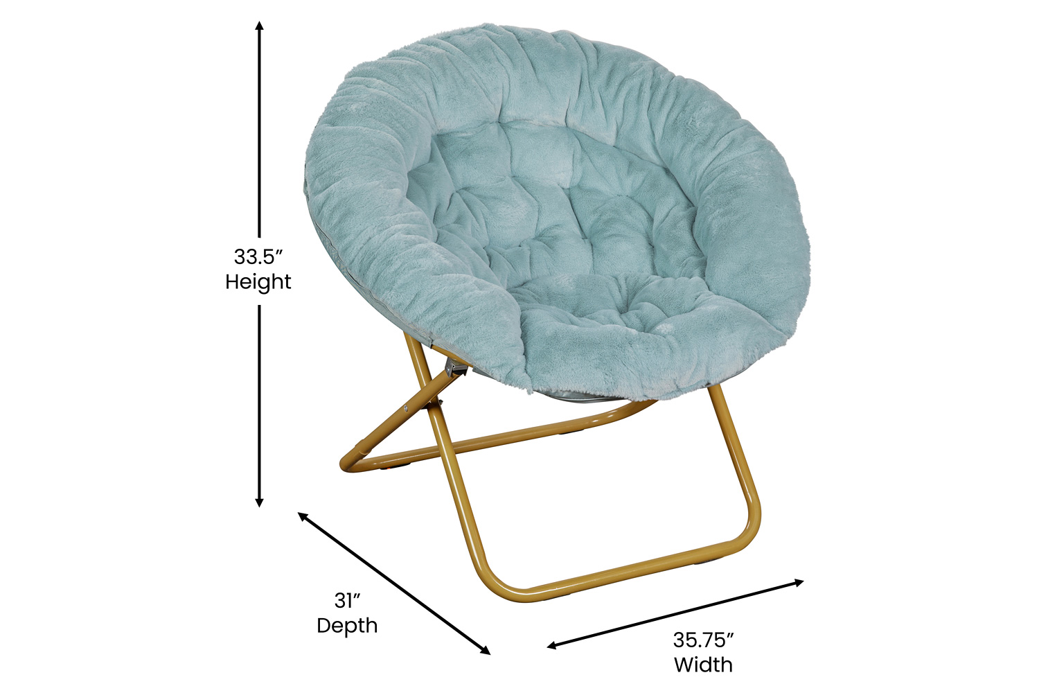 BLNK™ Gwen Faux Fur Oversize Portable Folding Saucer Moon Chair - Dusty Aqua