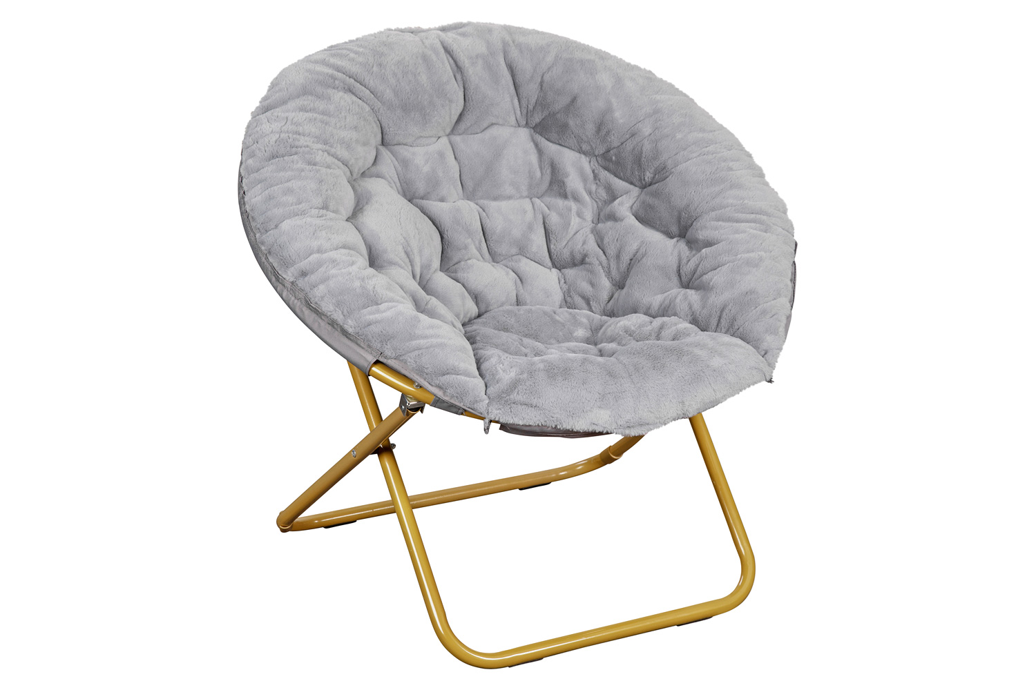 BLNK Gwen Faux Fur Oversize Portable Folding Saucer Moon Chair - Gray