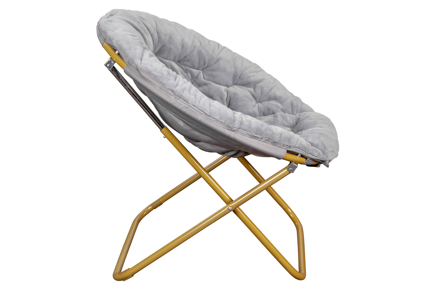 BLNK Gwen Faux Fur Oversize Portable Folding Saucer Moon Chair - Gray