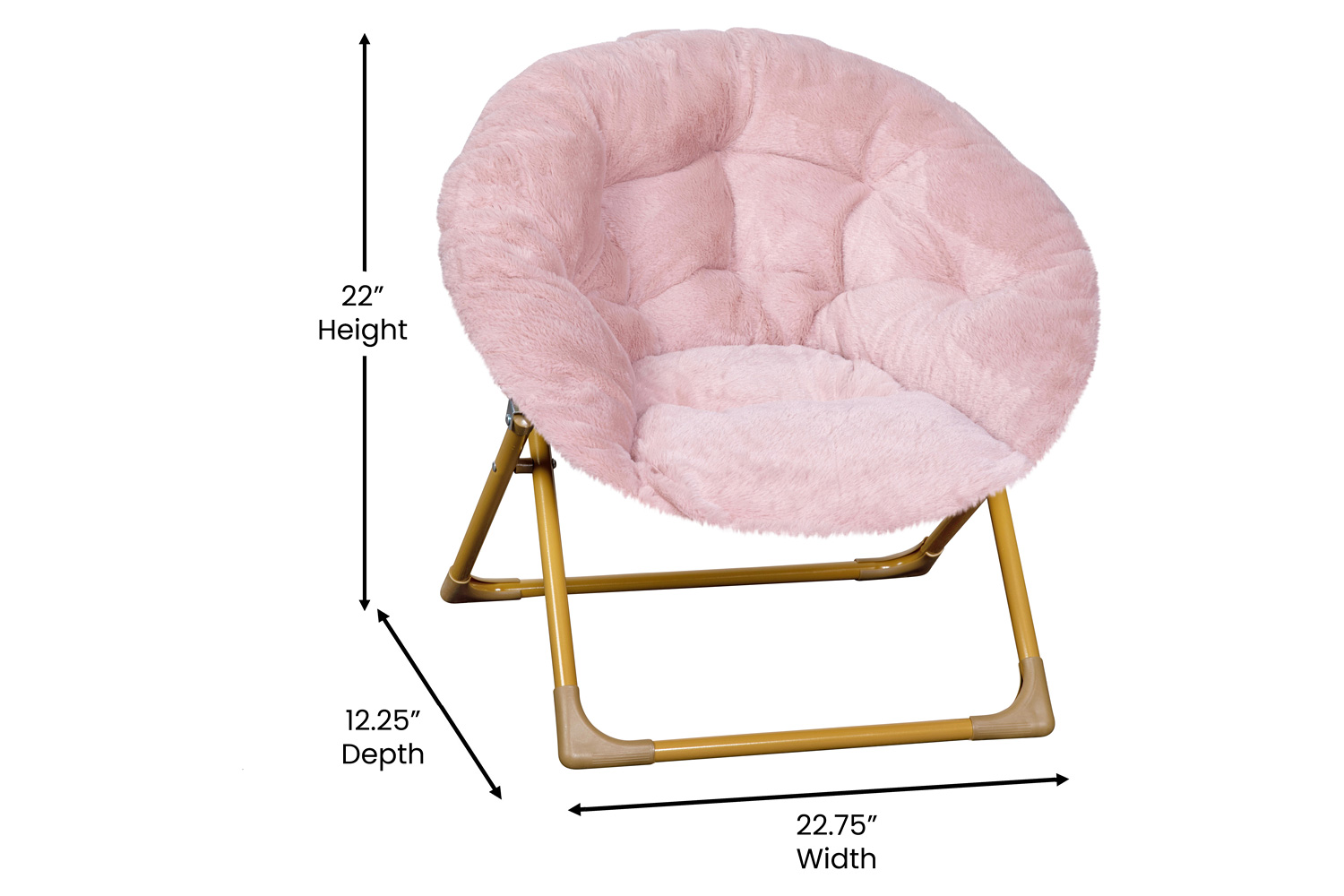 BLNK™ Gwen Faux Fur Mini Folding Saucer Moon Chair - Blush