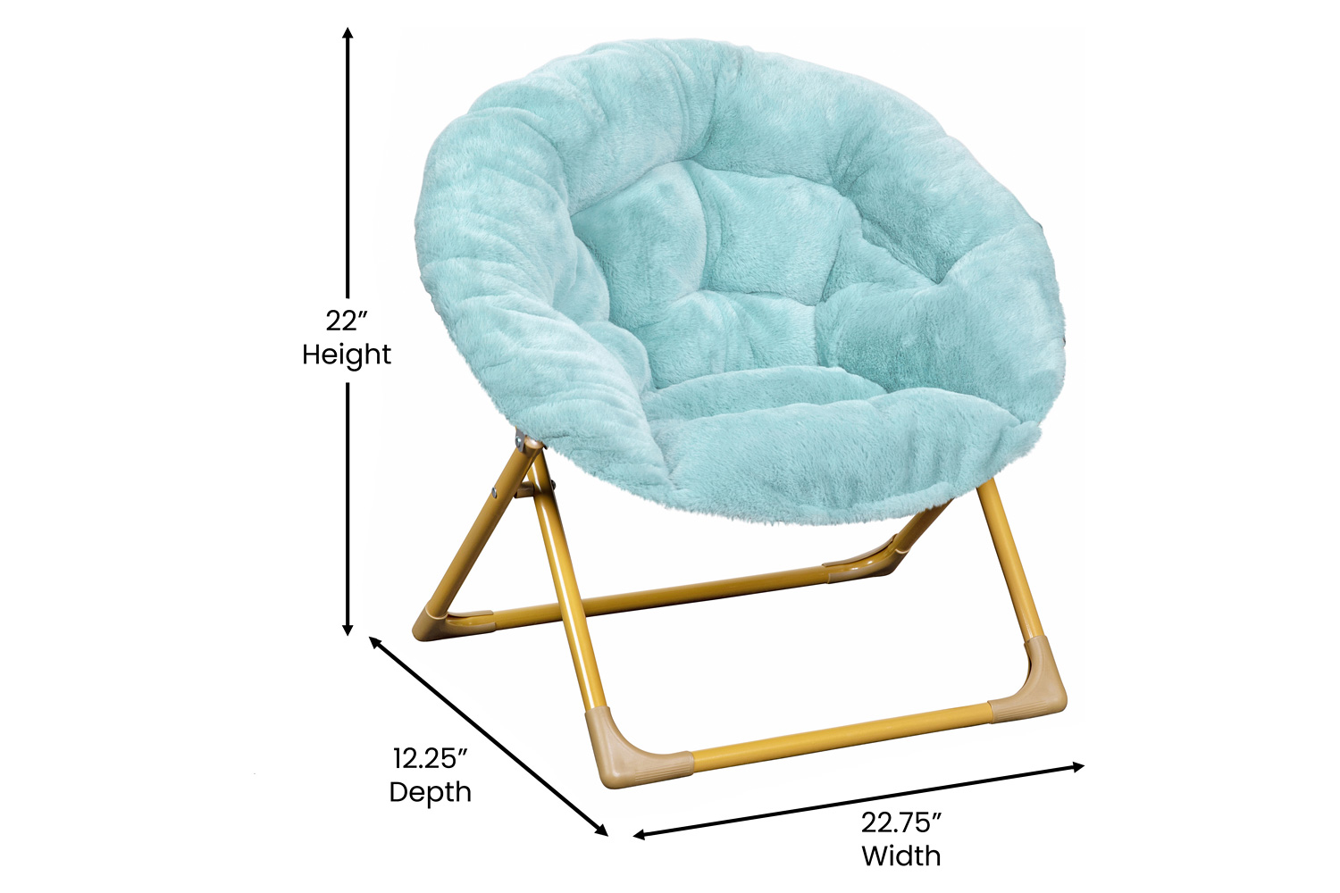 BLNK™ Gwen Faux Fur Mini Folding Saucer Moon Chair - Dusty Aqua