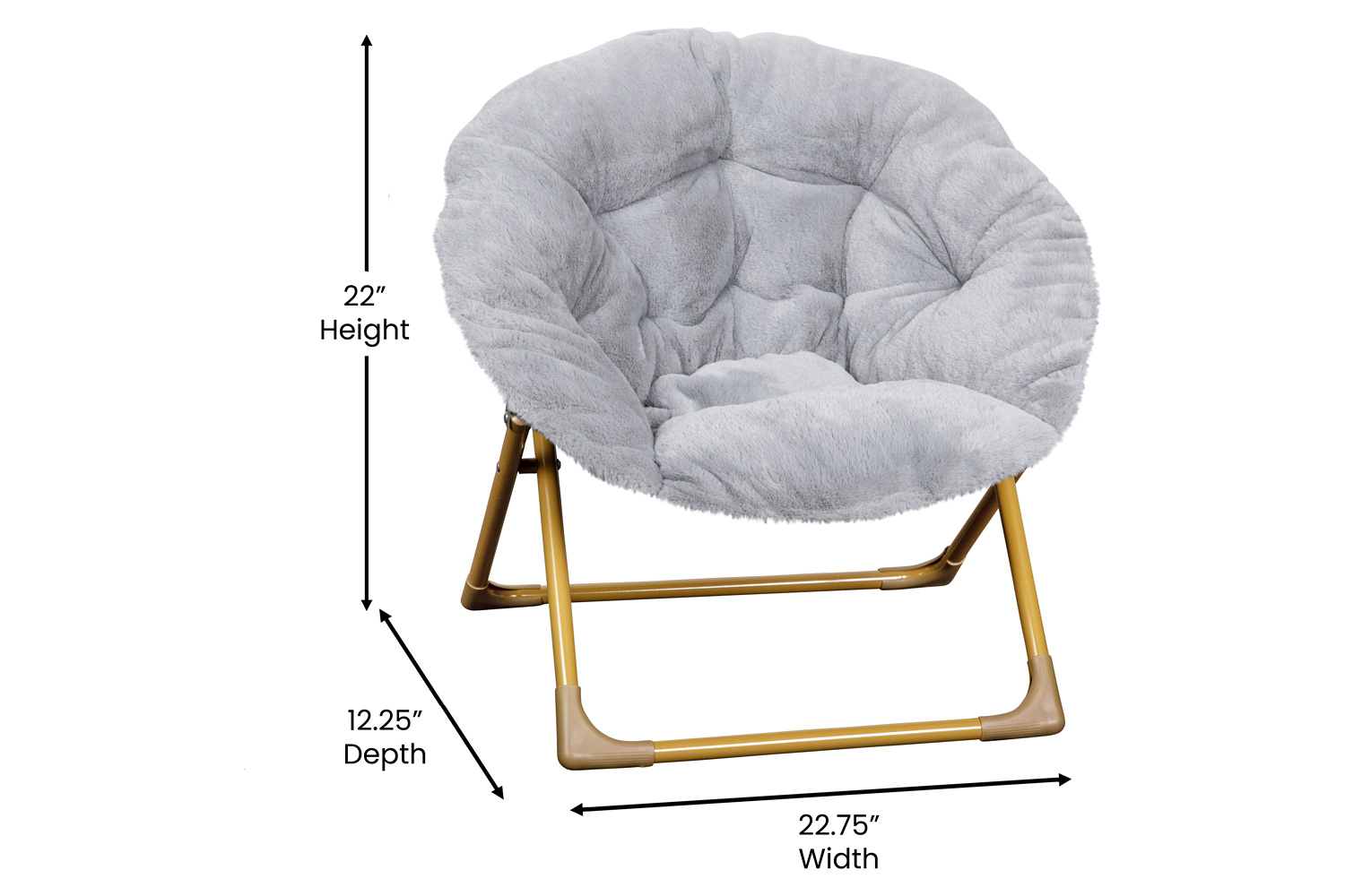 BLNK™ Gwen Faux Fur Mini Folding Saucer Moon Chair - Gray