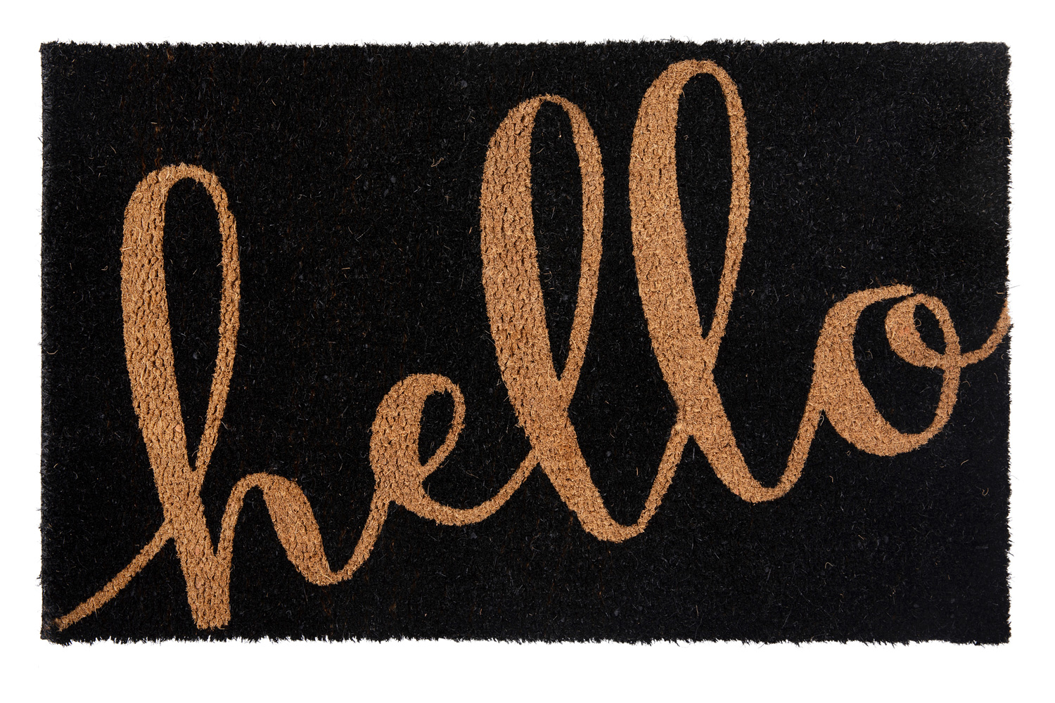 BLNK Harbold Coir Indoor-Outdoor Doormat with Hello Message and Non-Slip Backing - Black