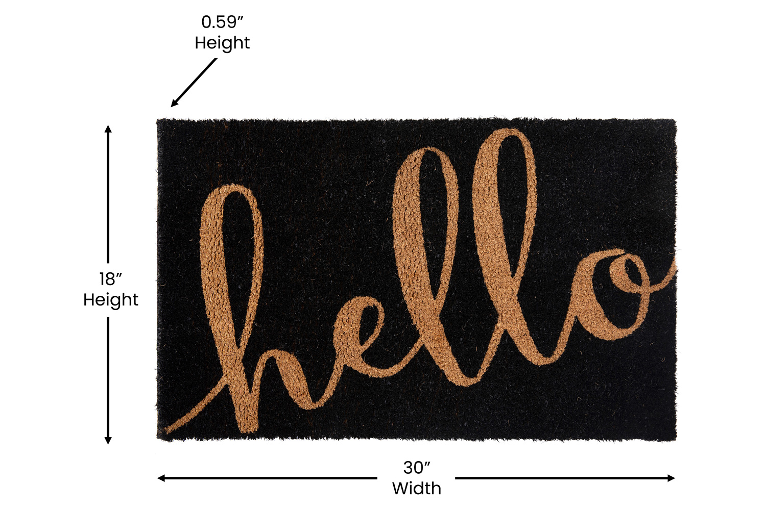 BLNK Harbold Coir Indoor-Outdoor Doormat with Hello Message and Non-Slip Backing - Black