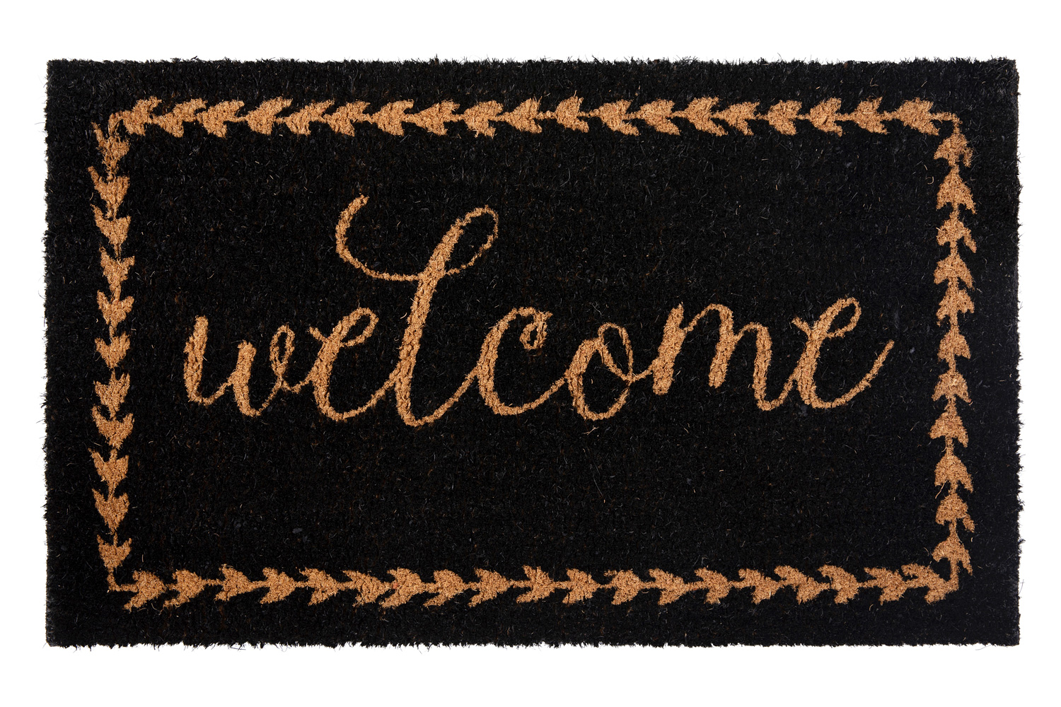 BLNK Harbold Coir Indoor-Outdoor Doormat with Welcome Message and Non-Slip Backing - Black