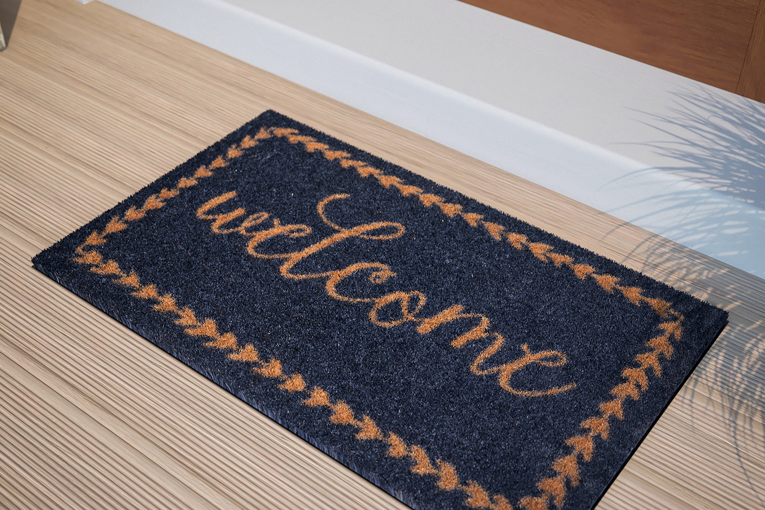 BLNK Harbold Coir Indoor-Outdoor Doormat with Welcome Message and Non-Slip Backing