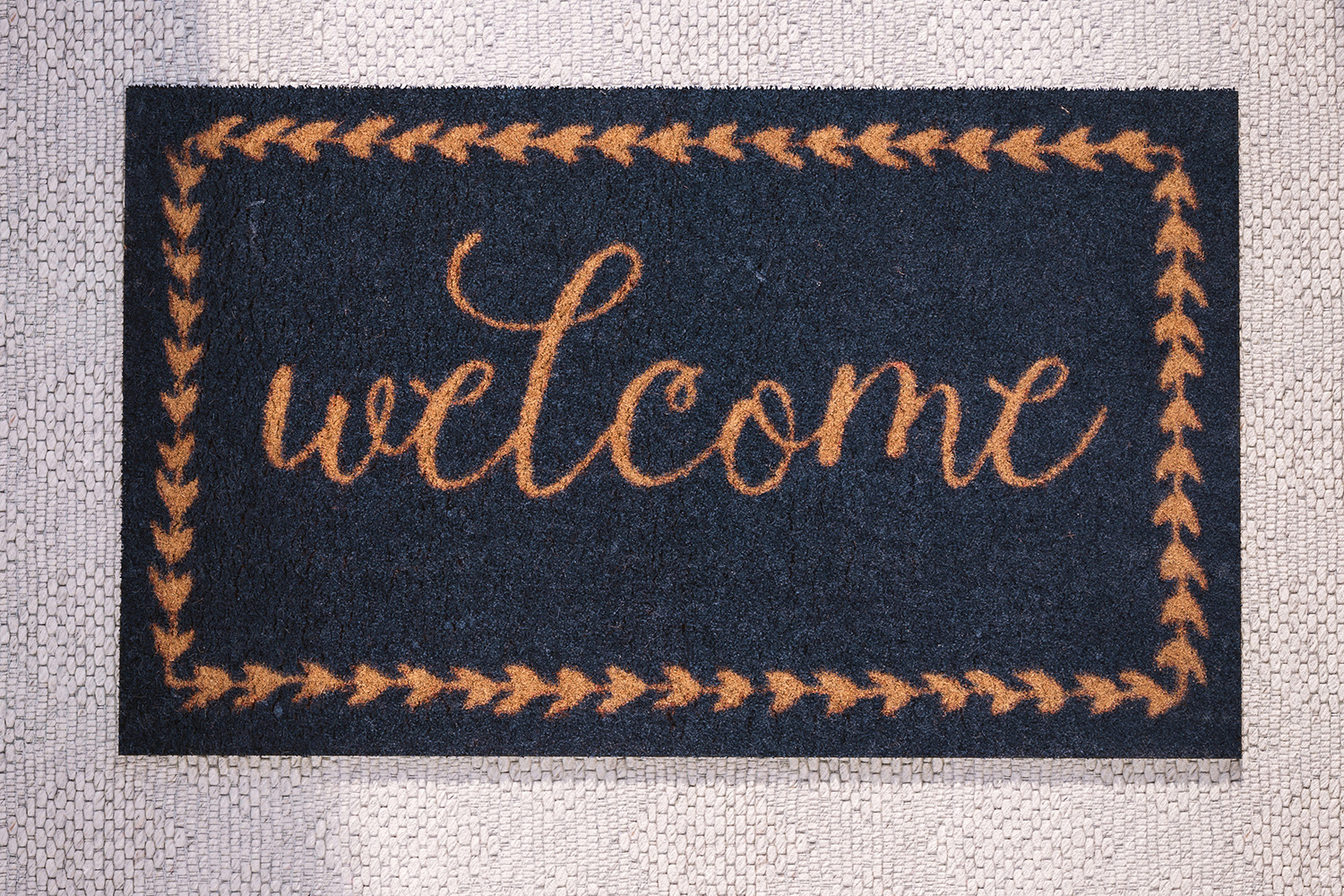 BLNK Harbold Coir Indoor-Outdoor Doormat with Welcome Message and Non-Slip Backing - Navy