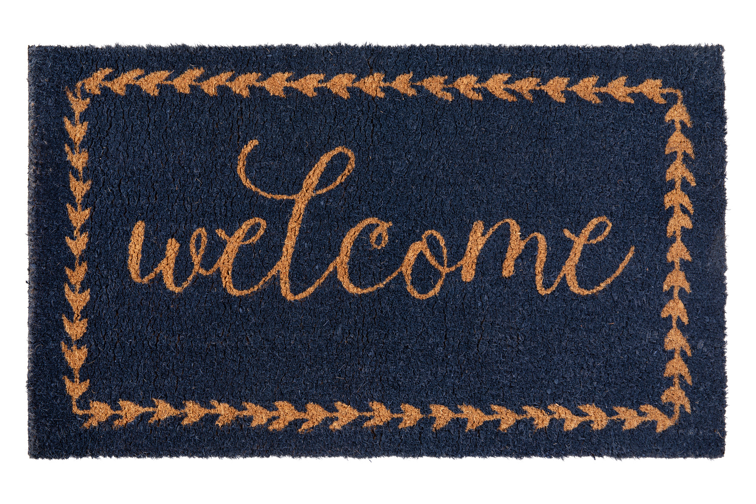 BLNK Harbold Coir Indoor-Outdoor Doormat with Welcome Message and Non-Slip Backing - Navy