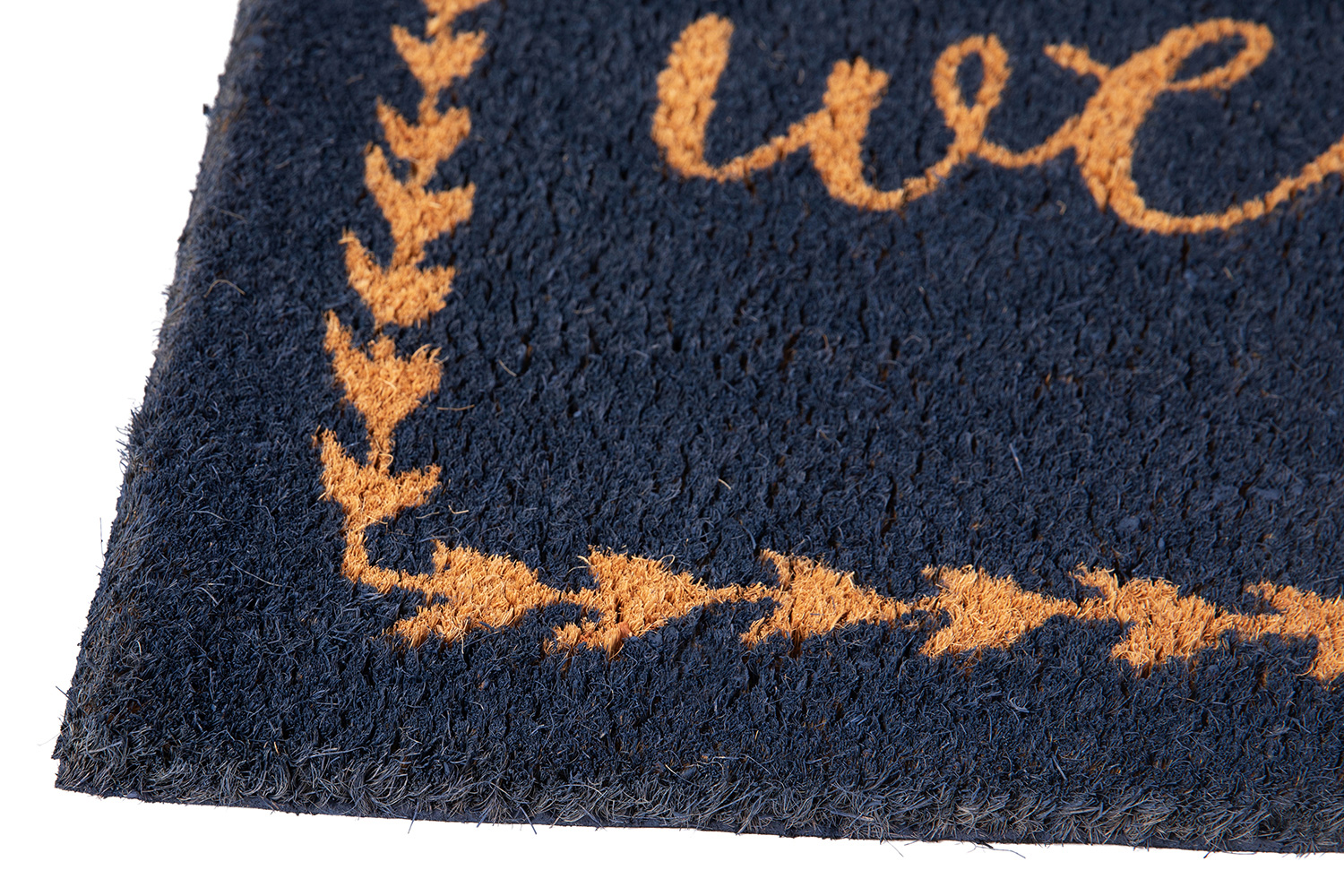 BLNK Harbold Coir Indoor-Outdoor Doormat with Welcome Message and Non-Slip Backing - Navy