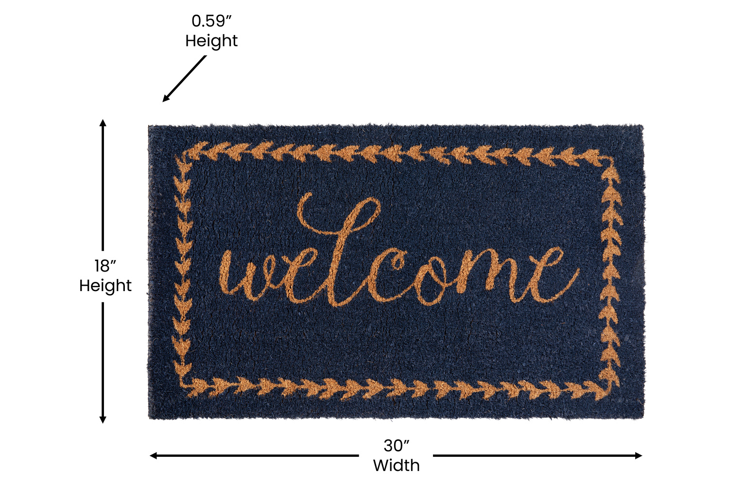 BLNK Harbold Coir Indoor-Outdoor Doormat with Welcome Message and Non-Slip Backing - Navy