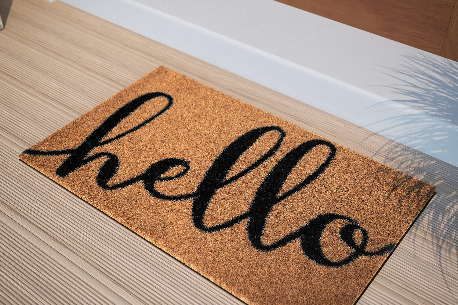 BLNK Harbold Coir Indoor-Outdoor Doormat with Hello Message and Non-Slip Backing