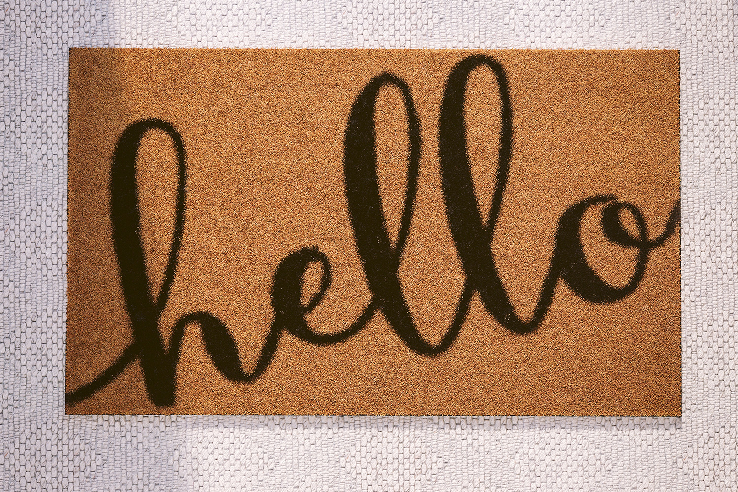 BLNK Harbold Coir Indoor-Outdoor Doormat with Hello Message and Non-Slip Backing - Natural