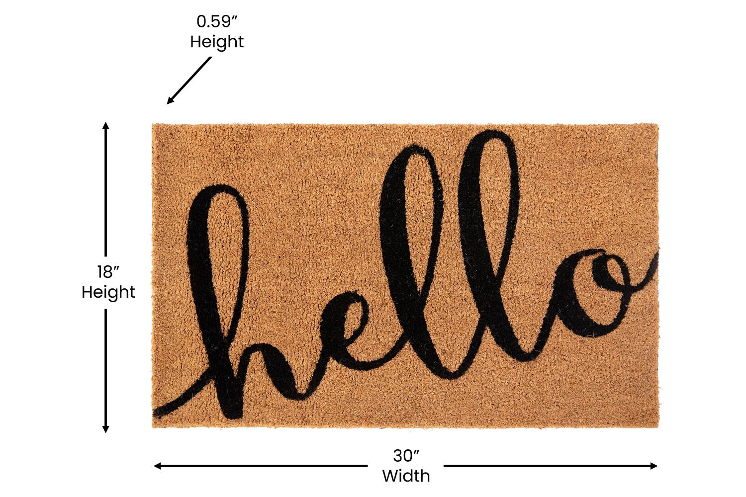 BLNK Harbold Coir Indoor-Outdoor Doormat with Hello Message and Non-Slip Backing - Natural