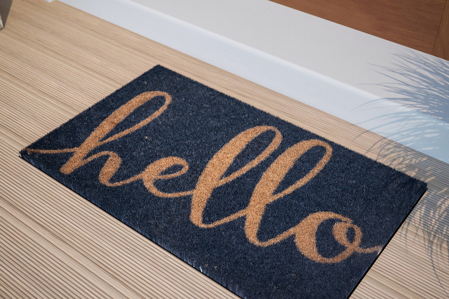 BLNK Harbold Coir Indoor-Outdoor Doormat with Hello Message and Non-Slip Backing