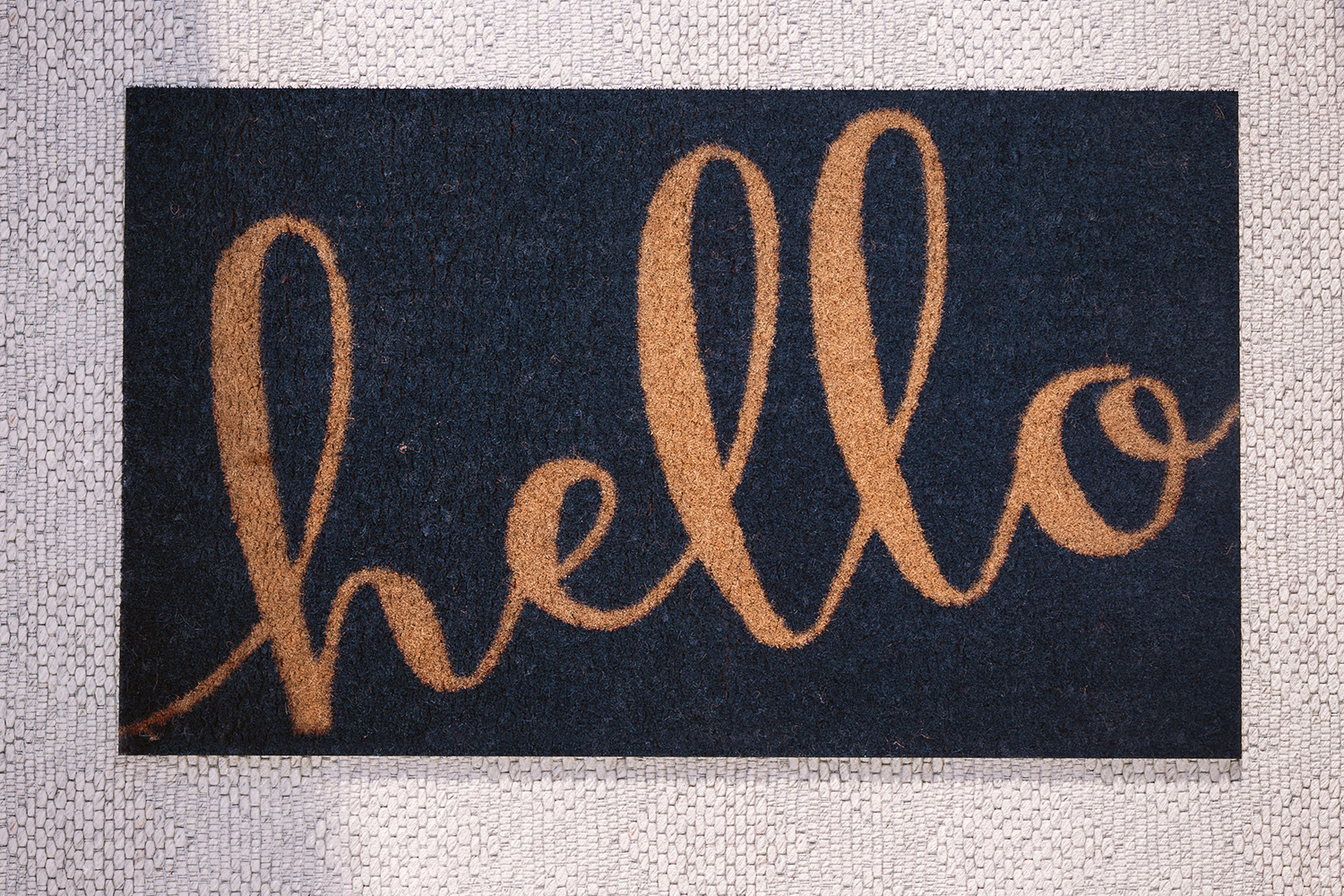 BLNK Harbold Coir Indoor-Outdoor Doormat with Hello Message and Non-Slip Backing - Navy