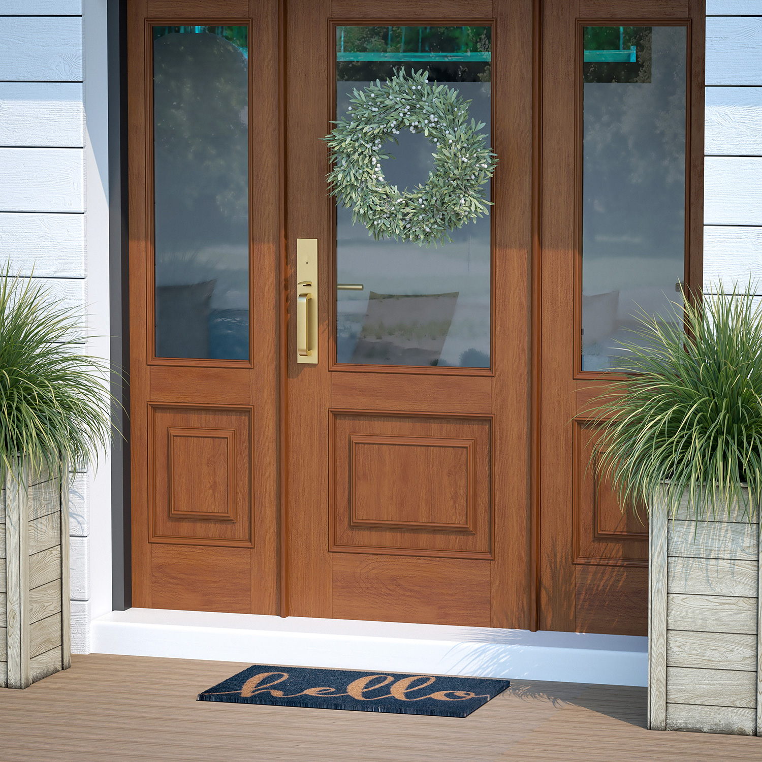 BLNK Harbold Coir Indoor-Outdoor Doormat with Hello Message and Non-Slip Backing - Navy