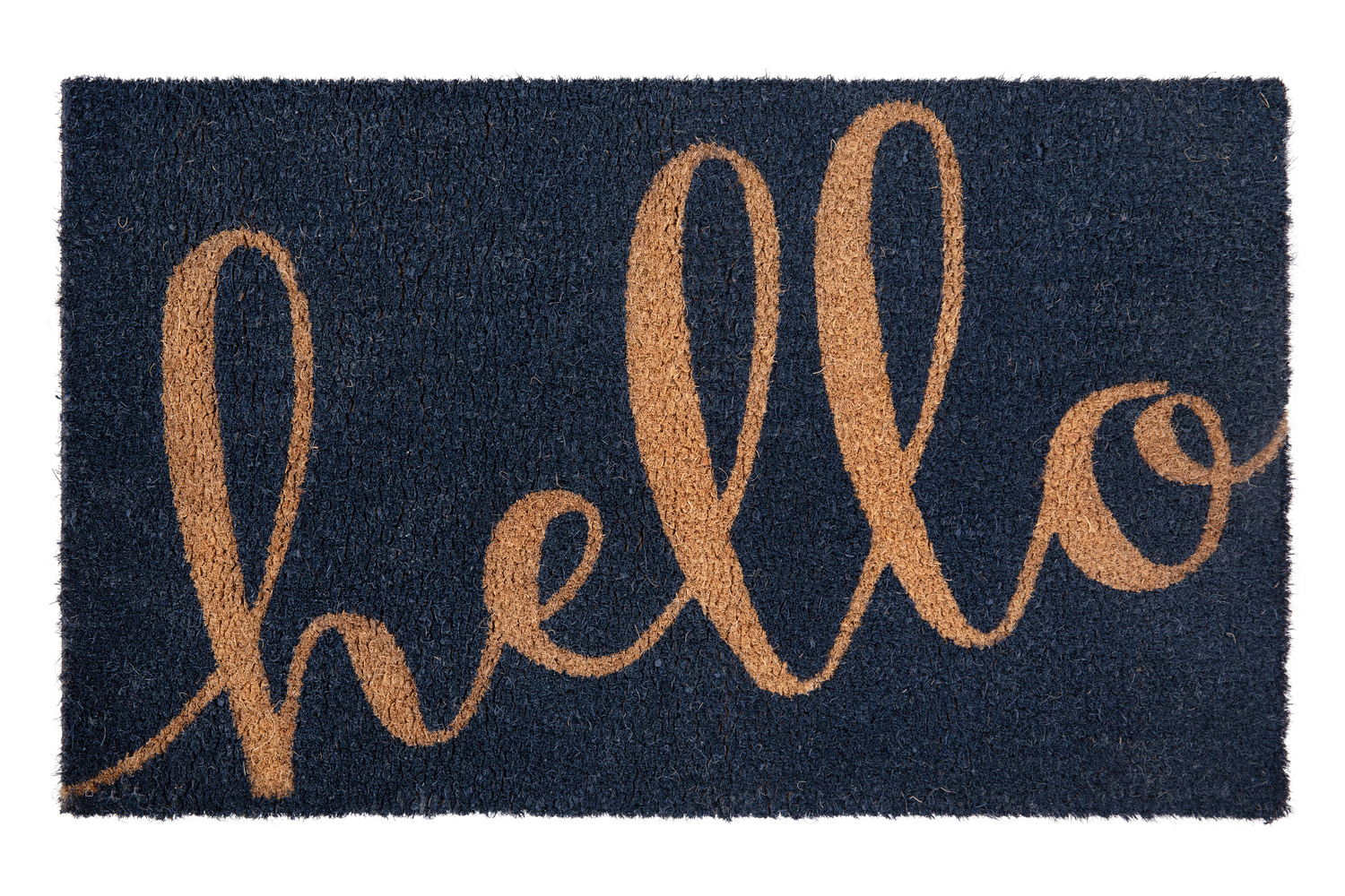 BLNK Harbold Coir Indoor-Outdoor Doormat with Hello Message and Non-Slip Backing - Navy