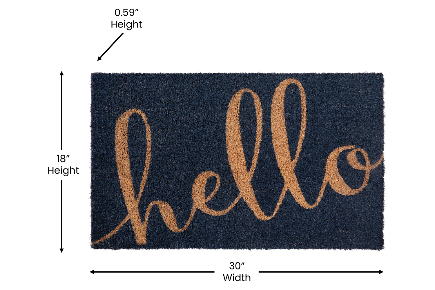 BLNK Harbold Coir Indoor-Outdoor Doormat with Hello Message and Non-Slip Backing - Navy