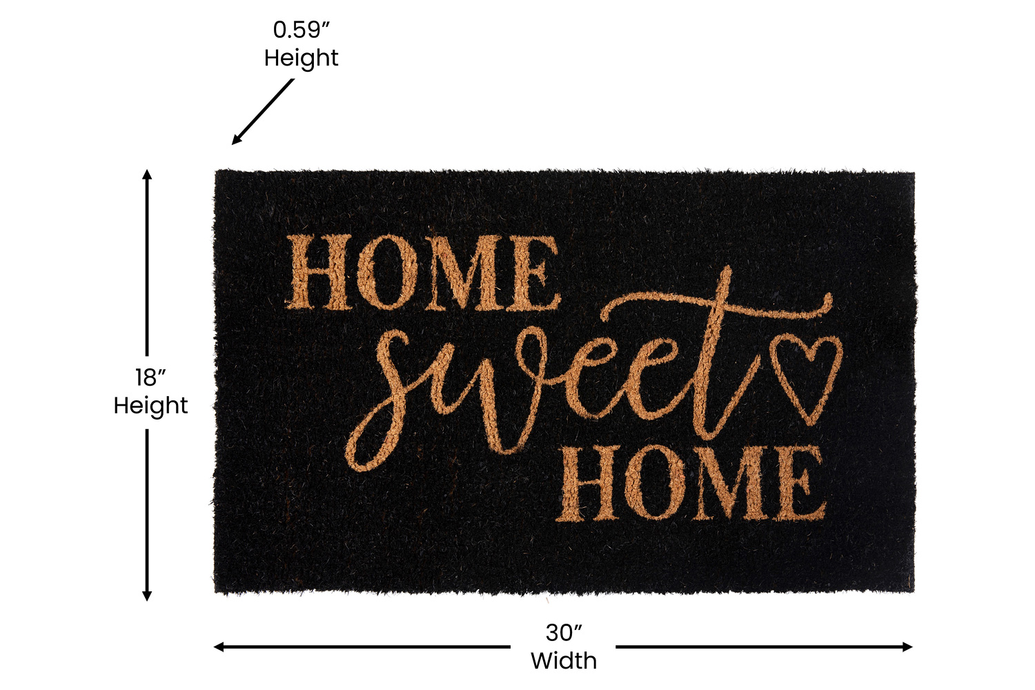 BLNK Harbold Coir Indoor-Outdoor Doormat with Home Sweet Home Message and Non-Slip Backing - Black