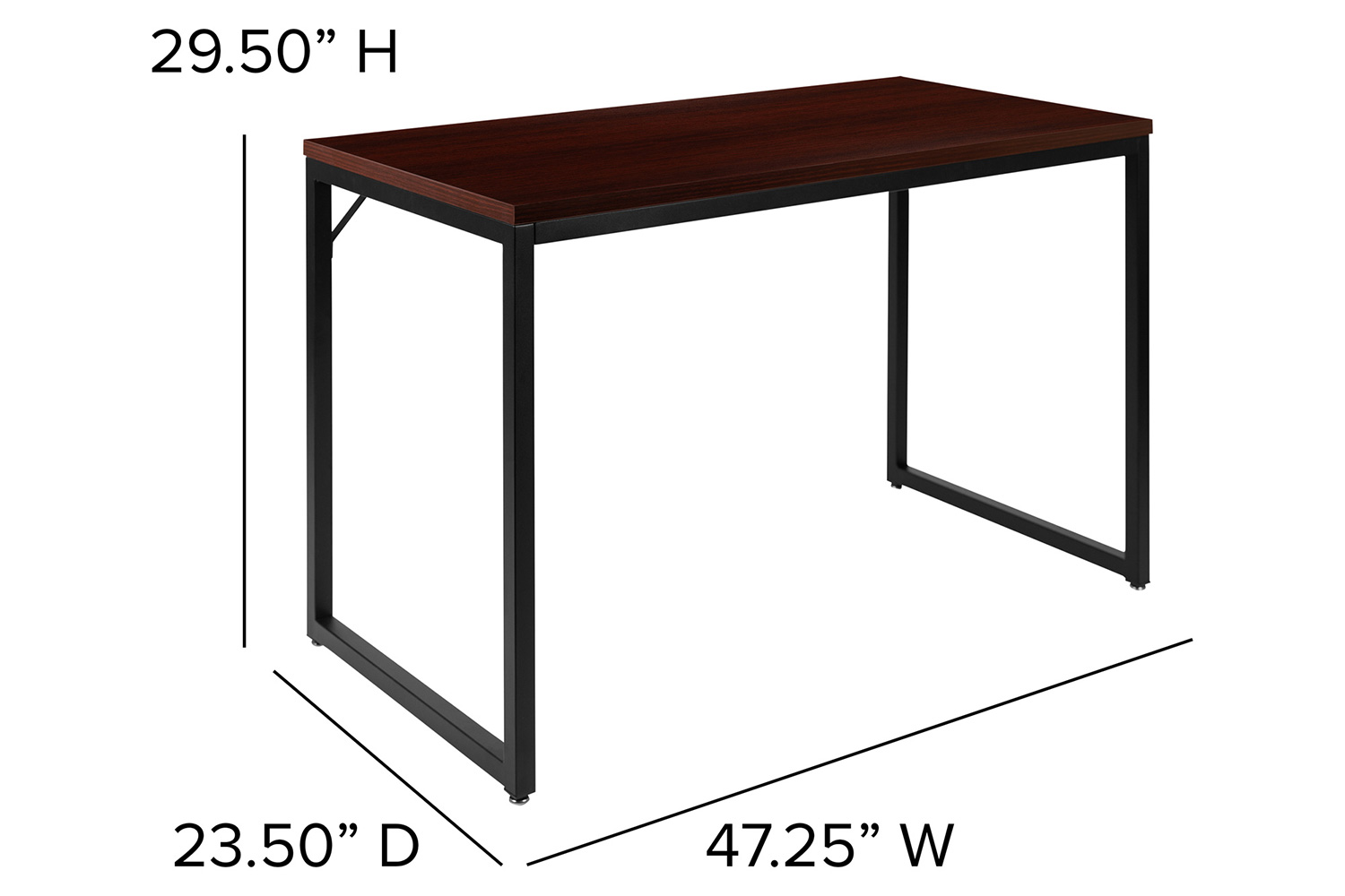 BLNK Tiverton Commercial Industrial Modern Office Computer Desk - Mahogany/Black