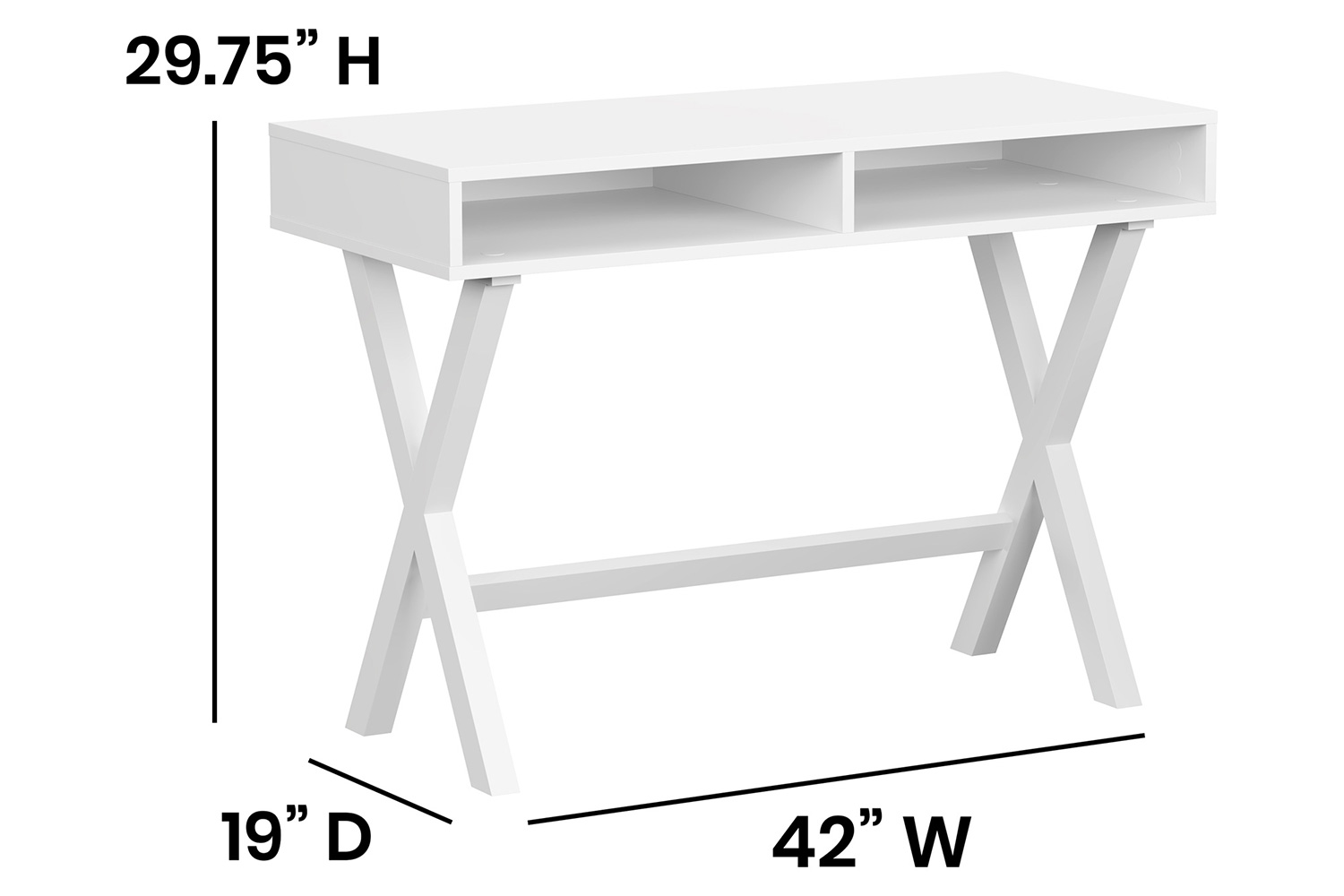 BLNK Dolly Home Office Writing Computer Desk with Open Storage Compartments - White