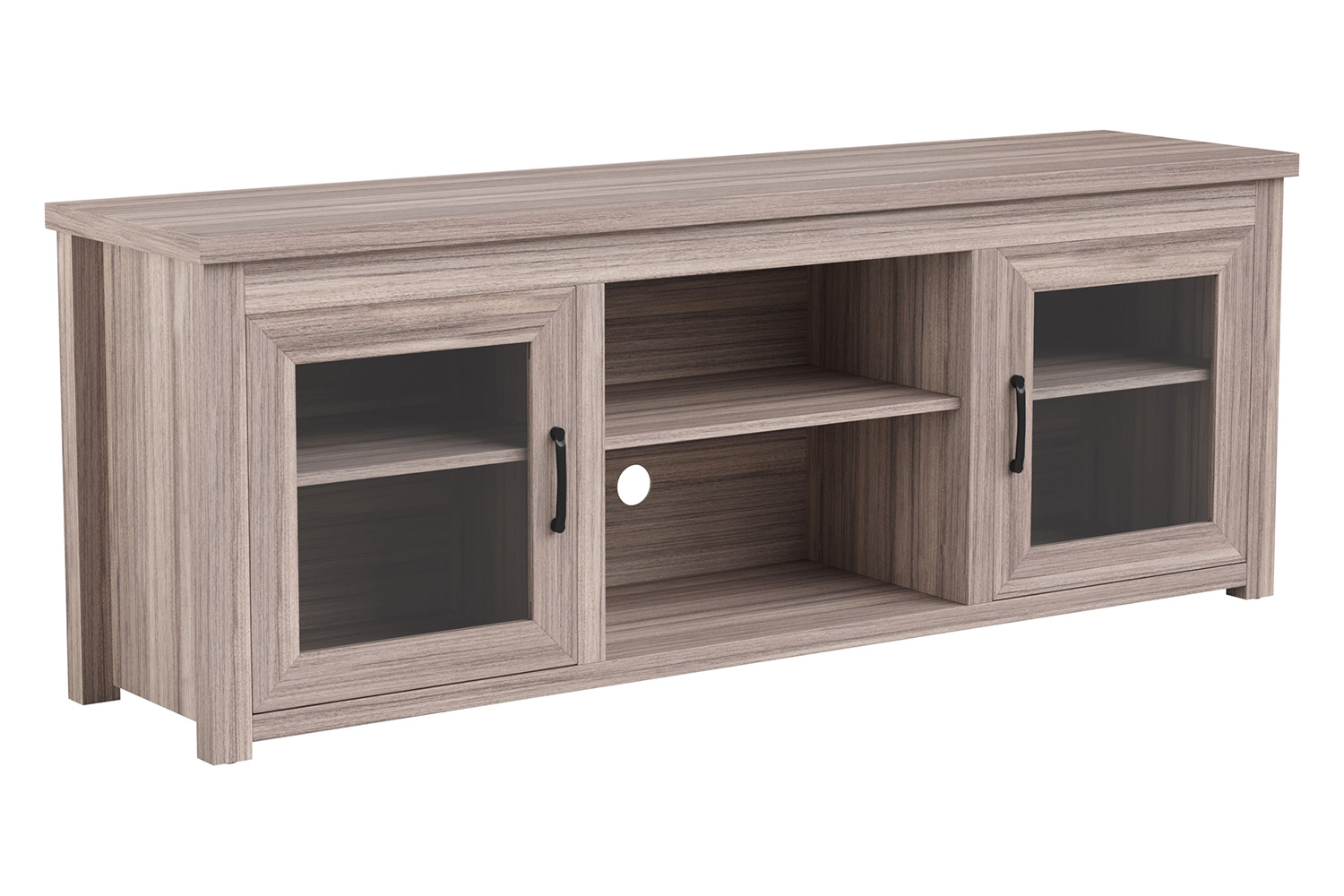 BLNK Sheffield Classic TV Stand up to 80" TVs - Finish with Full Glass Doors - Gray Wash Oak