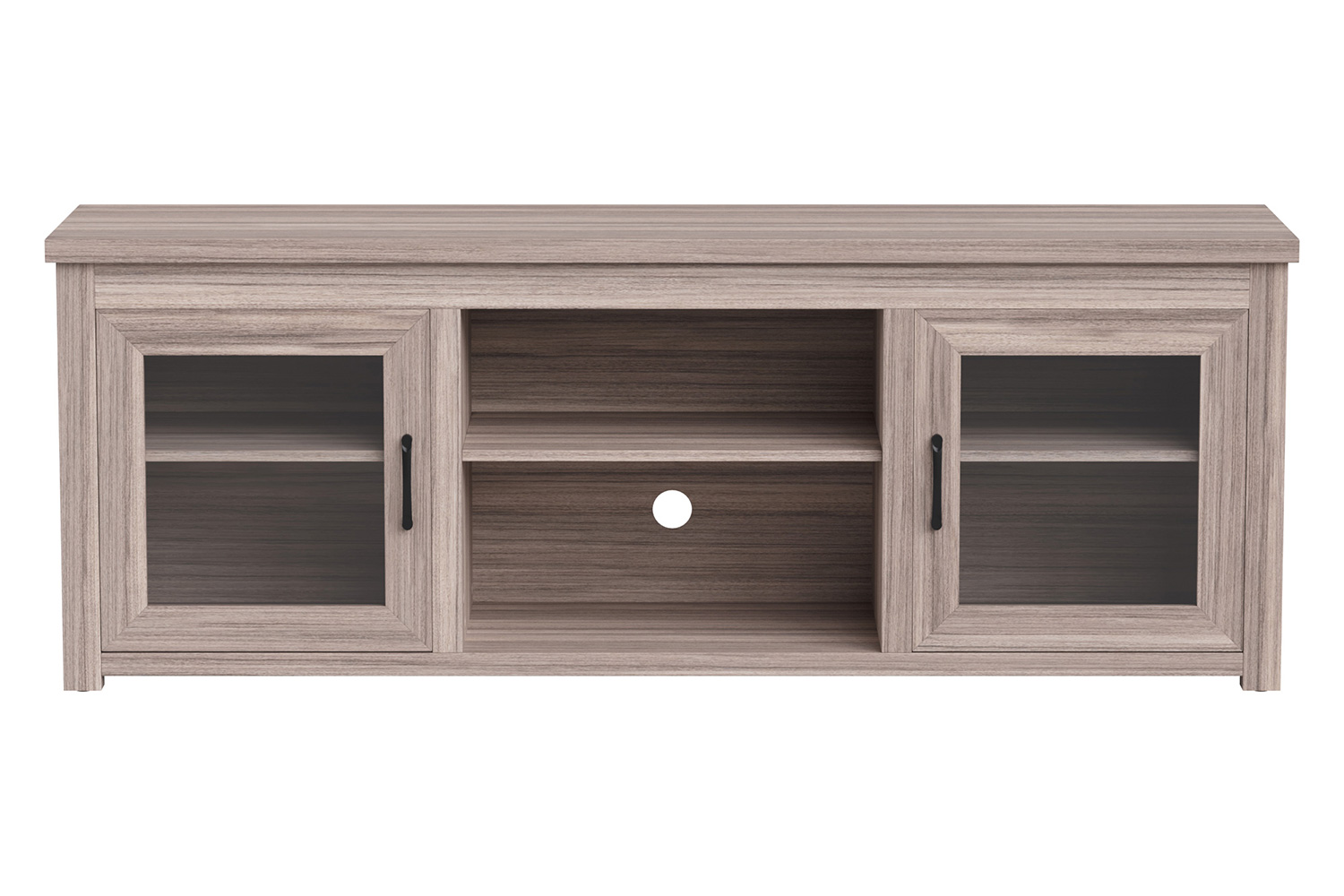 BLNK Sheffield Classic TV Stand up to 80" TVs - Finish with Full Glass Doors - Gray Wash Oak