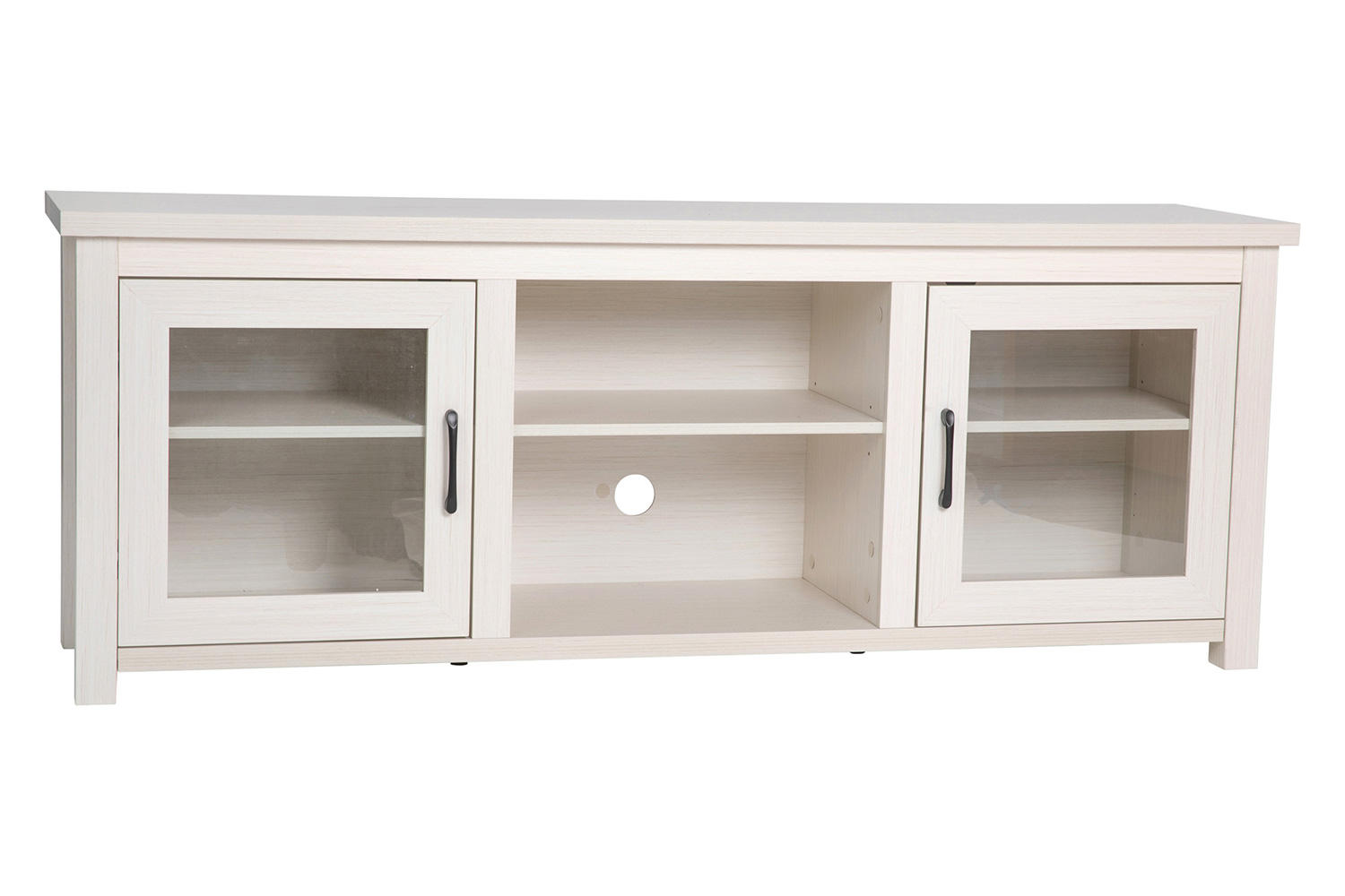 BLNK Sheffield Classic TV Stand up to 80" TVs - Finish with Full Glass Doors - Modern White Wash