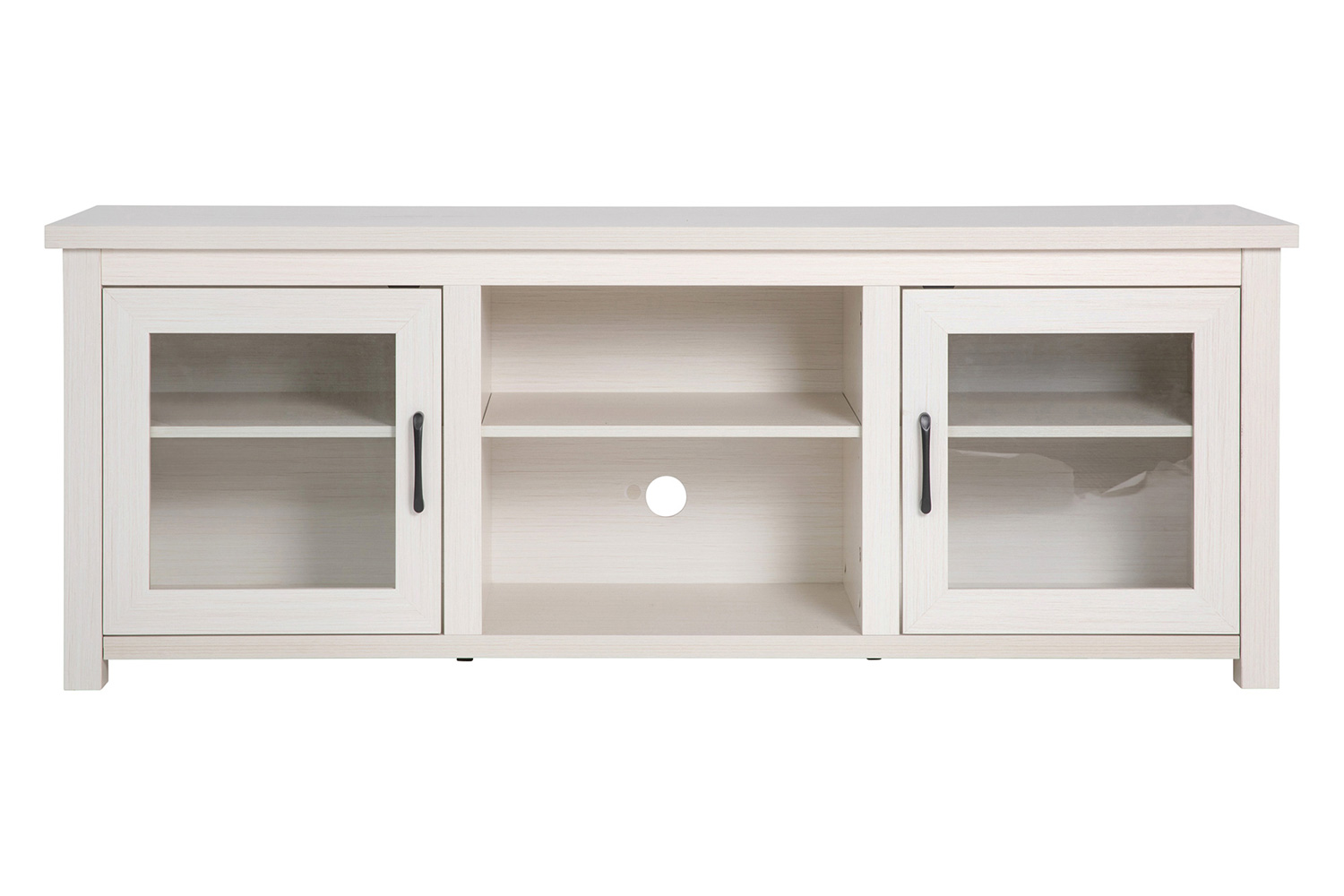 BLNK Sheffield Classic TV Stand up to 80" TVs - Finish with Full Glass Doors - Modern White Wash