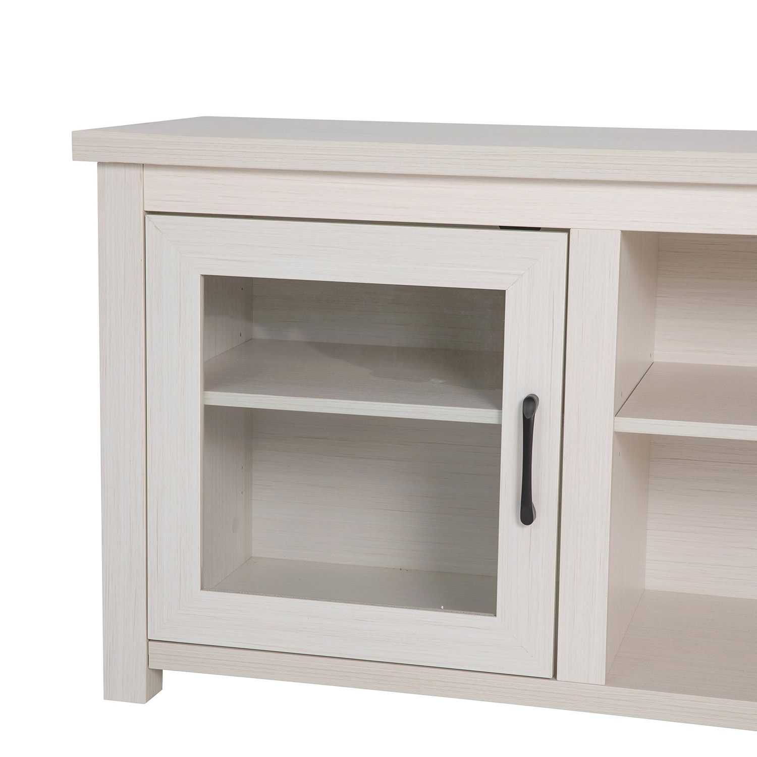 BLNK Sheffield Classic TV Stand up to 80" TVs - Finish with Full Glass Doors - Modern White Wash