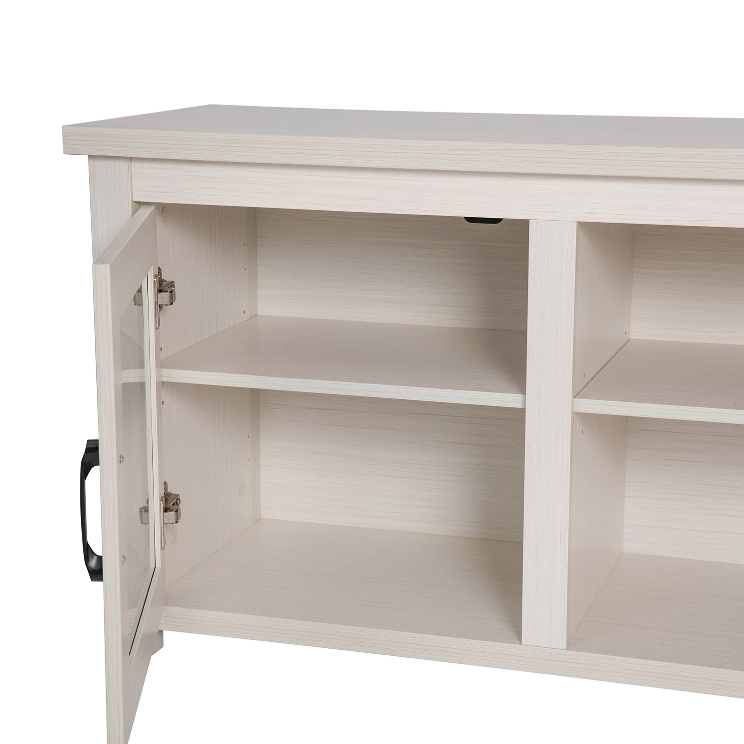 BLNK Sheffield Classic TV Stand up to 80" TVs - Finish with Full Glass Doors - Modern White Wash