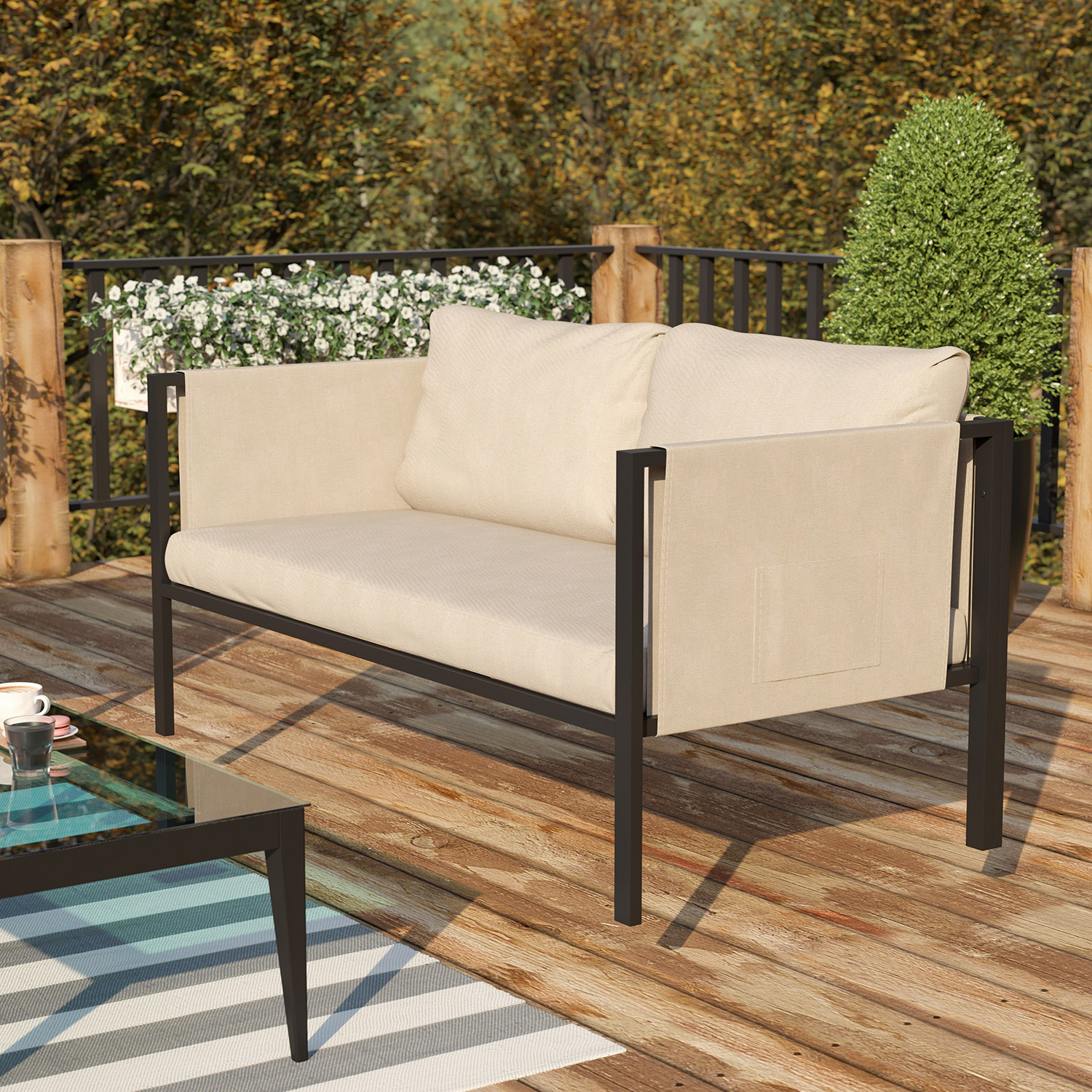 BLNK Lea Indoor-Outdoor Loveseat with Cushions