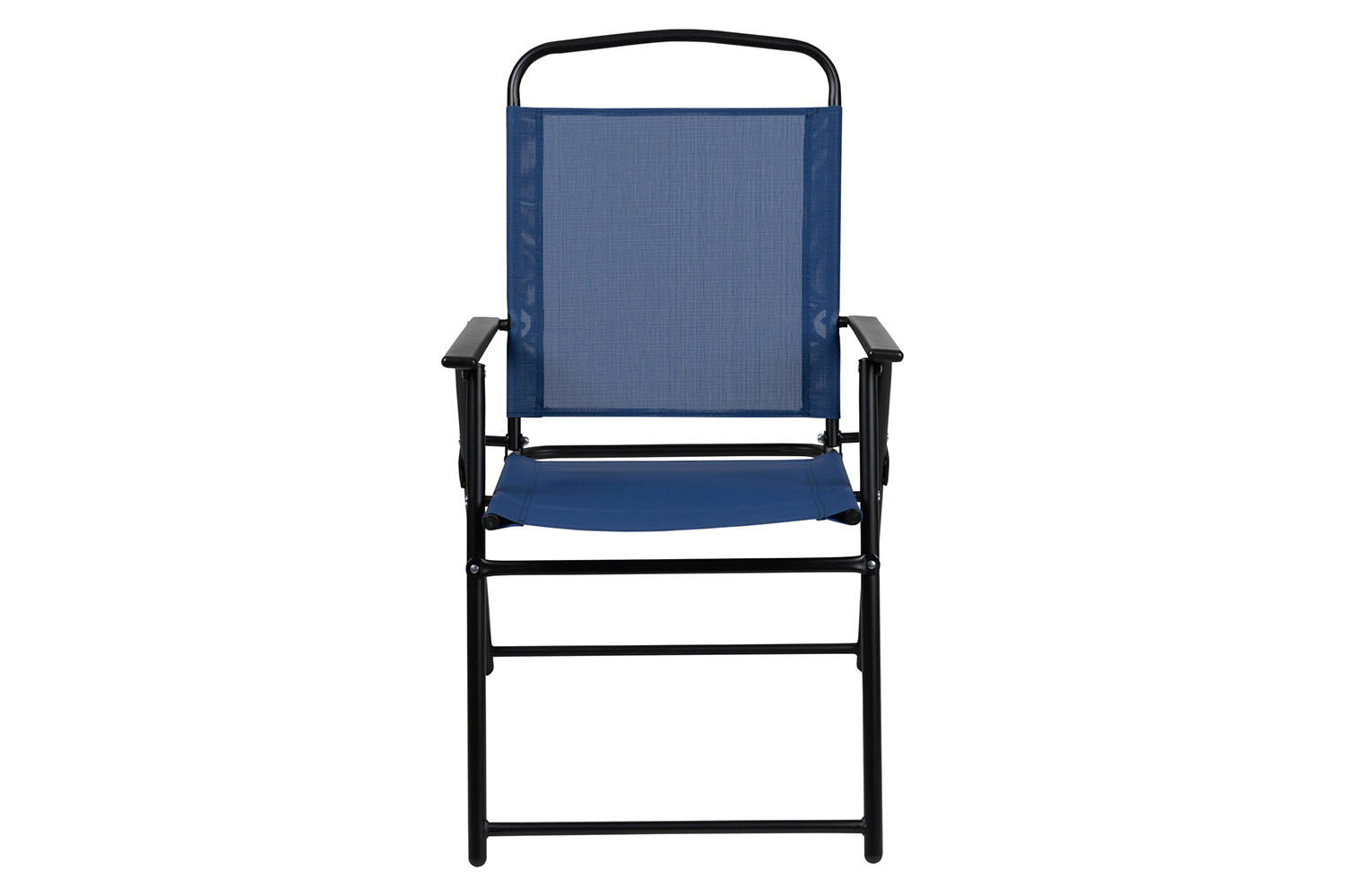 BLNK Nantucket Patio Garden Set with Umbrella Table and Set of 4 Folding Chairs 6 Piece - Navy