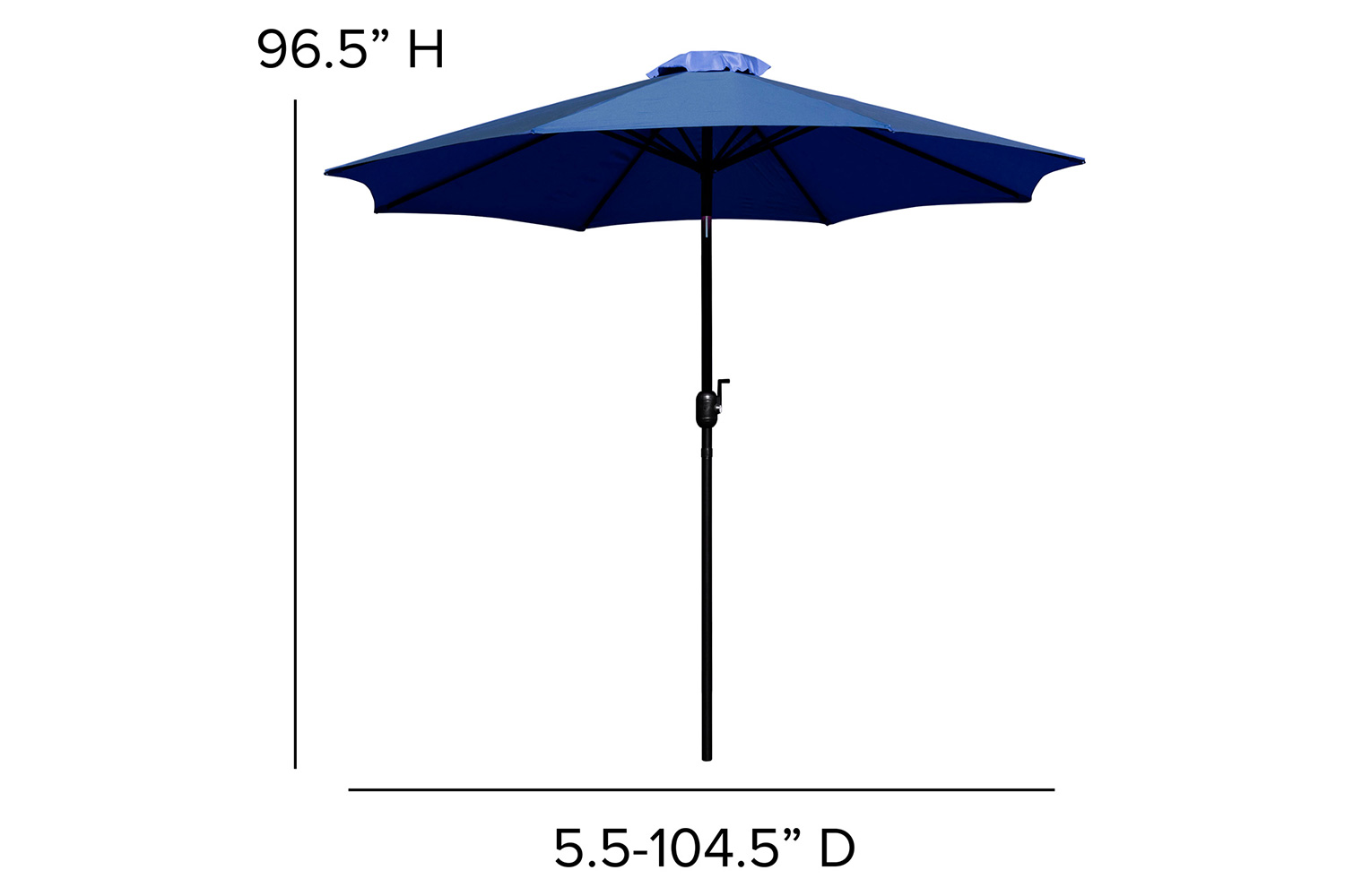 BLNK™ Sunny Round Umbrella with Crank and Tilt Function and Standing Umbrella Base - Navy