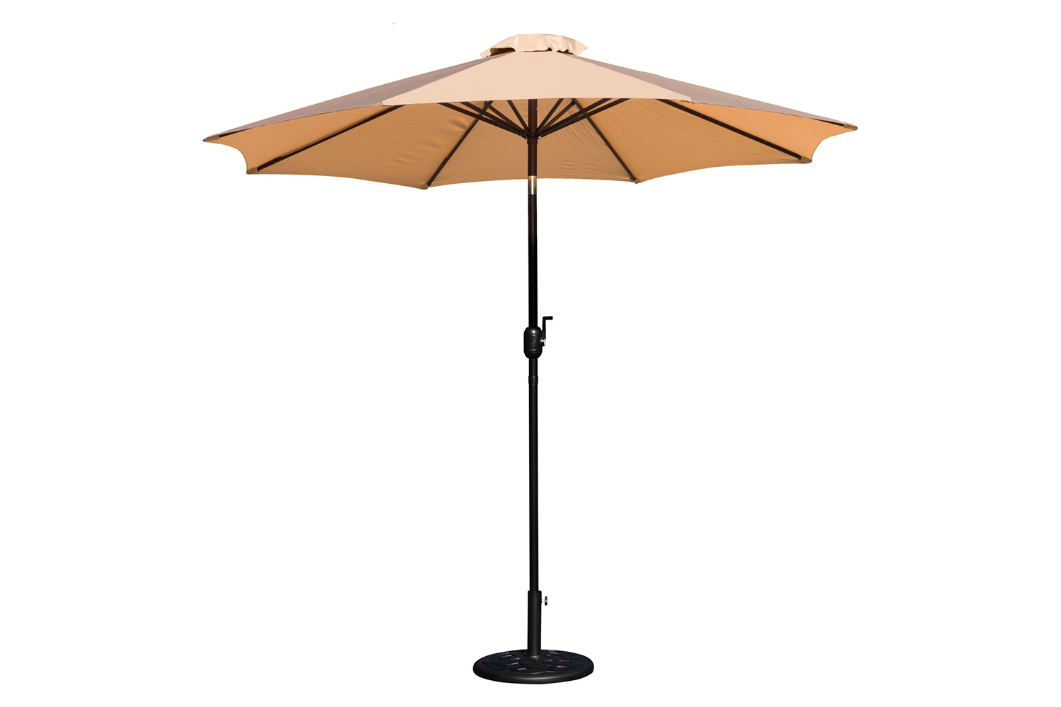 BLNK Kona Round Umbrella with Crank and Tilt Function and Standing Umbrella Base - Tan