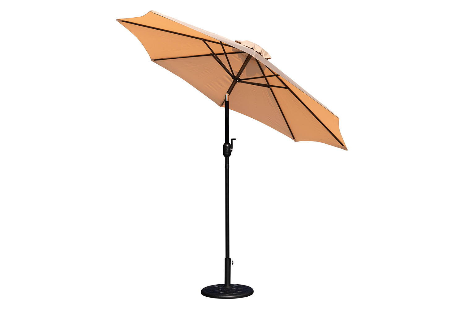 BLNK Kona Round Umbrella with Crank and Tilt Function and Standing Umbrella Base - Tan