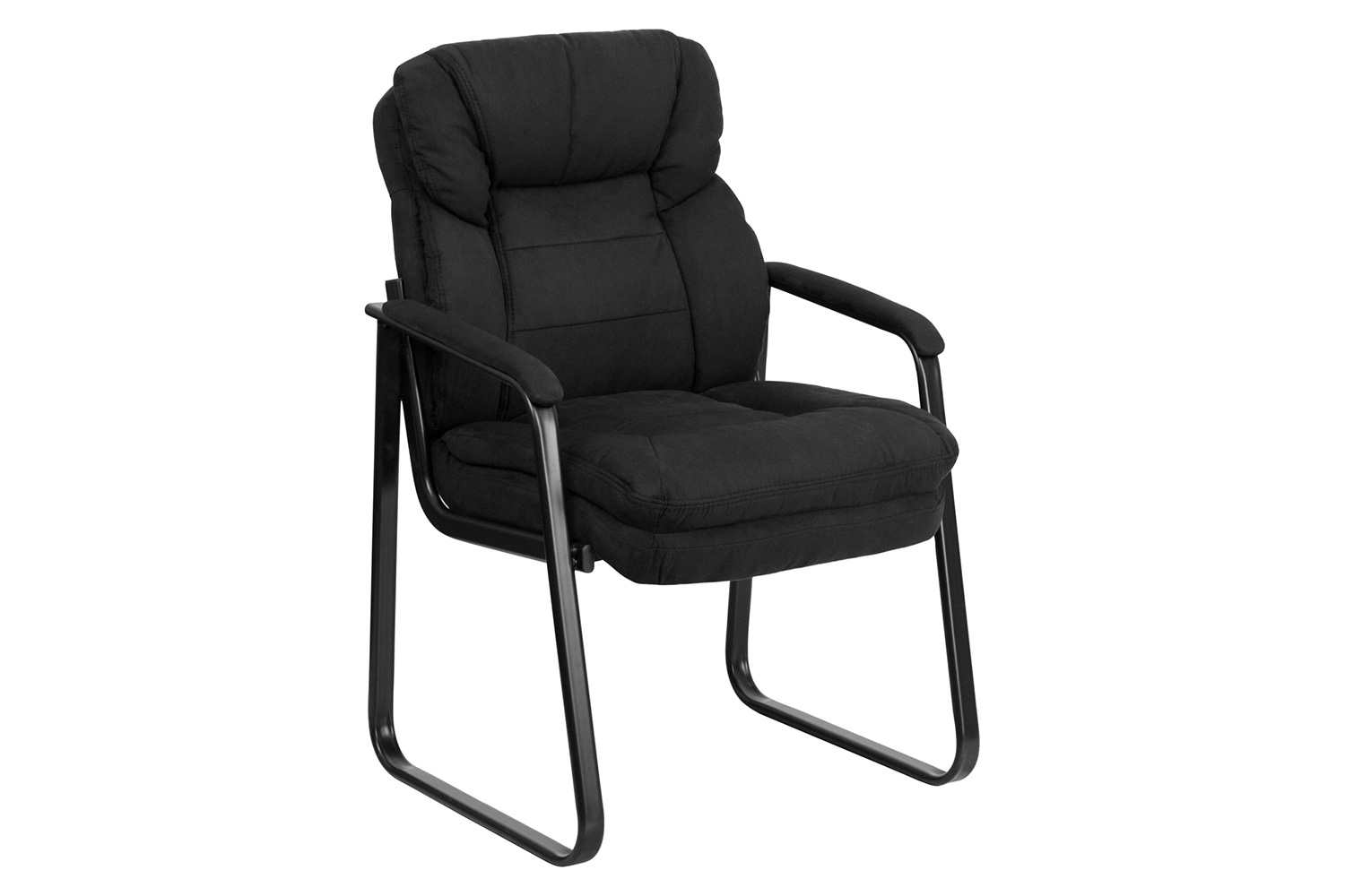 BLNK™ Isla Microfiber Executive Side Reception Chair with Lumbar Support and Sled Base - Black