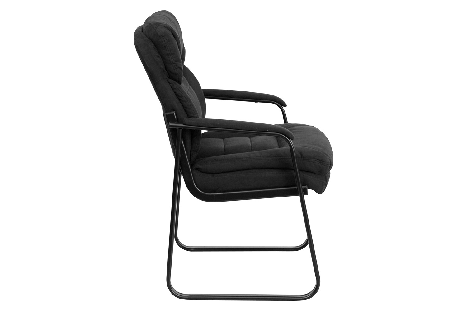 BLNK™ Isla Microfiber Executive Side Reception Chair with Lumbar Support and Sled Base - Black