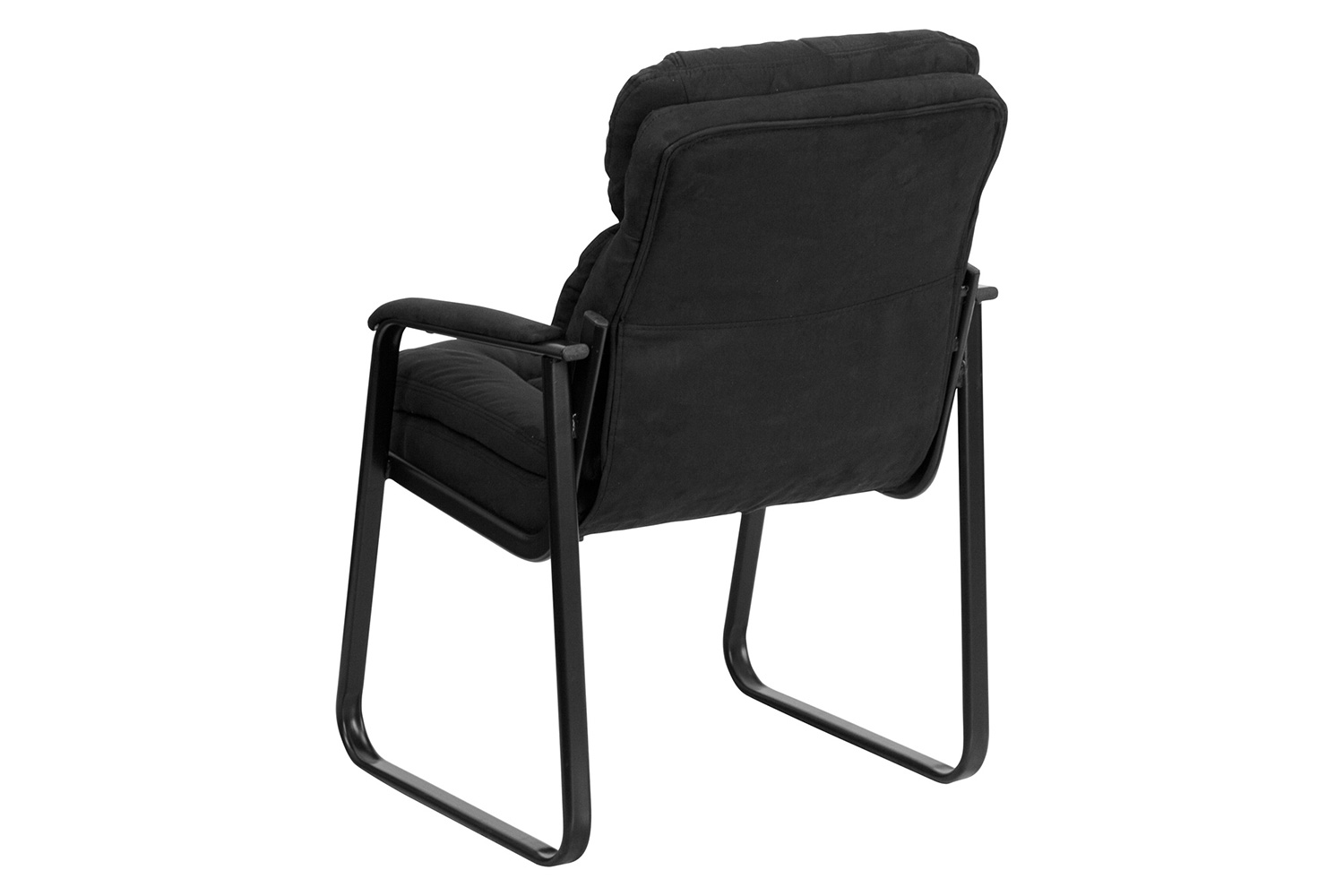 BLNK™ Isla Microfiber Executive Side Reception Chair with Lumbar Support and Sled Base - Black