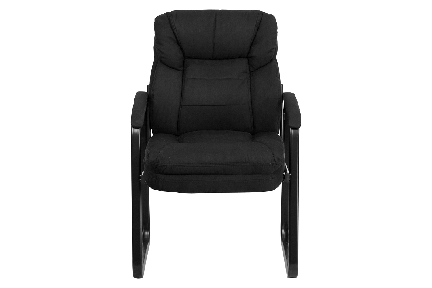 BLNK™ Isla Microfiber Executive Side Reception Chair with Lumbar Support and Sled Base - Black