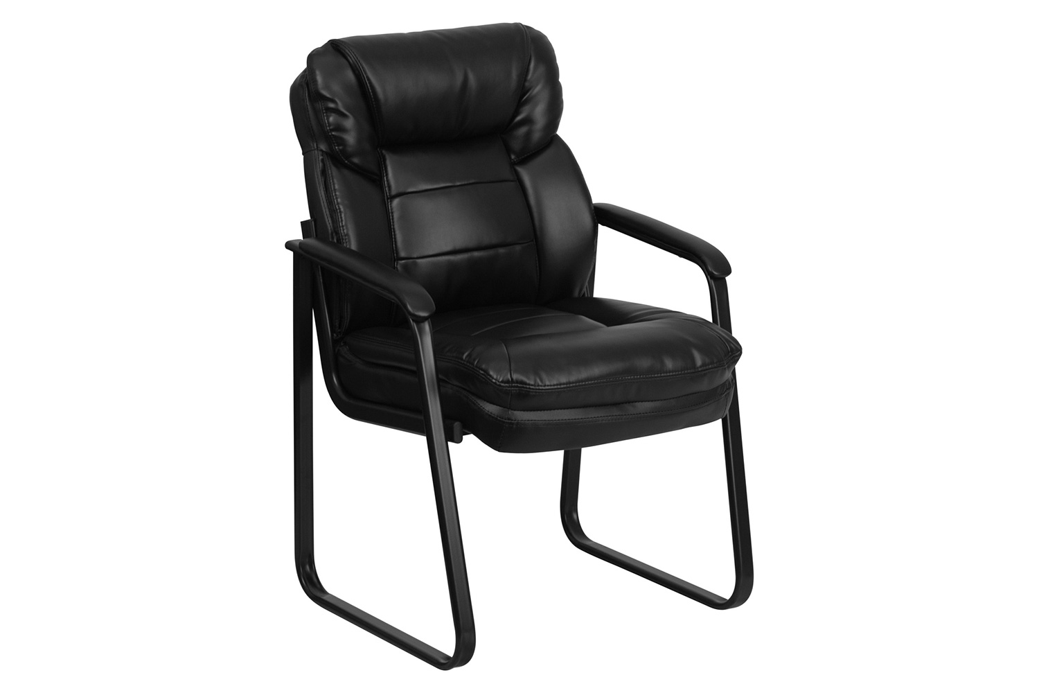 BLNK - Isla LeatherSoft Executive Side Reception Chair with Lumbar Support and Sled Base