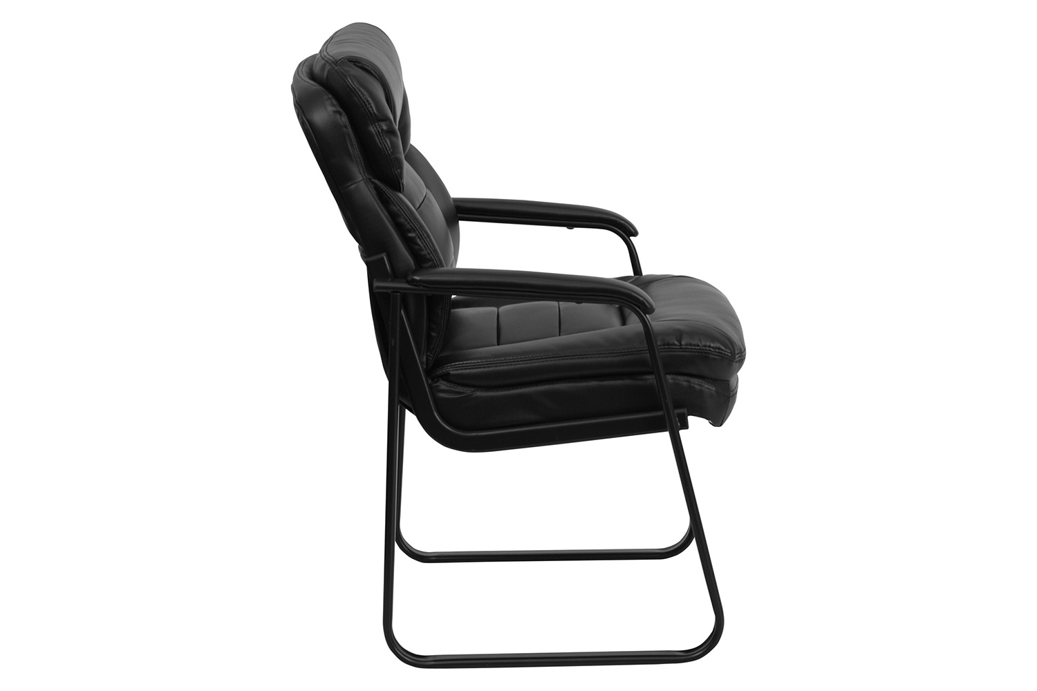 BLNK - Isla LeatherSoft Executive Side Reception Chair with Lumbar Support and Sled Base