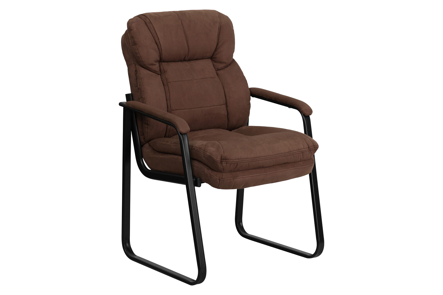 BLNK™ Isla Microfiber Executive Side Reception Chair with Lumbar Support and Sled Base - Brown