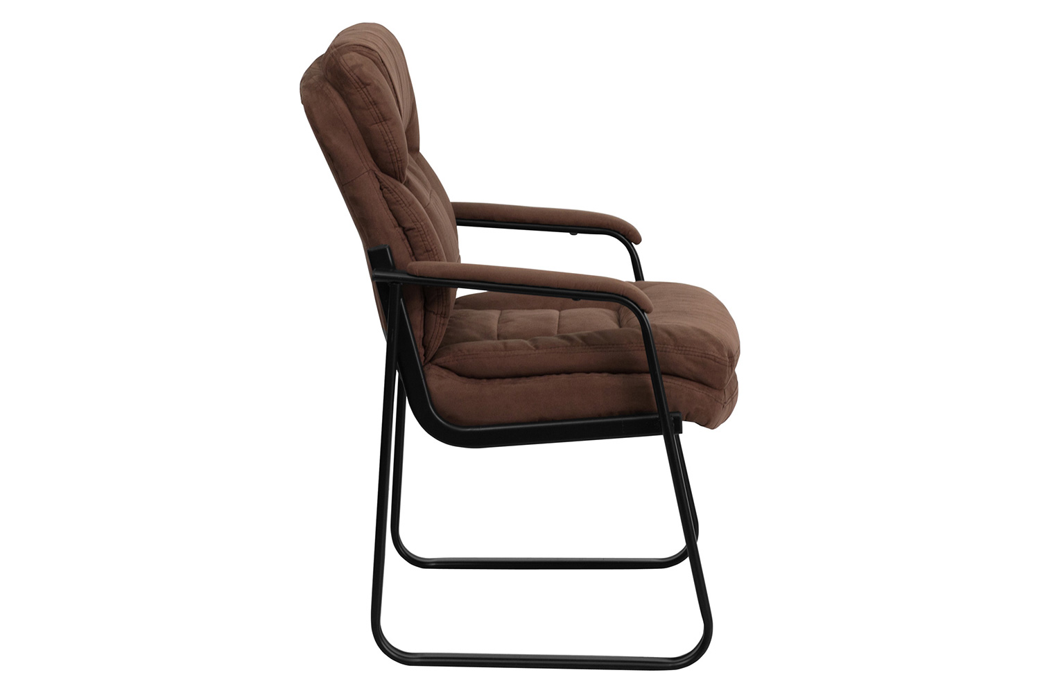 BLNK™ Isla Microfiber Executive Side Reception Chair with Lumbar Support and Sled Base - Brown