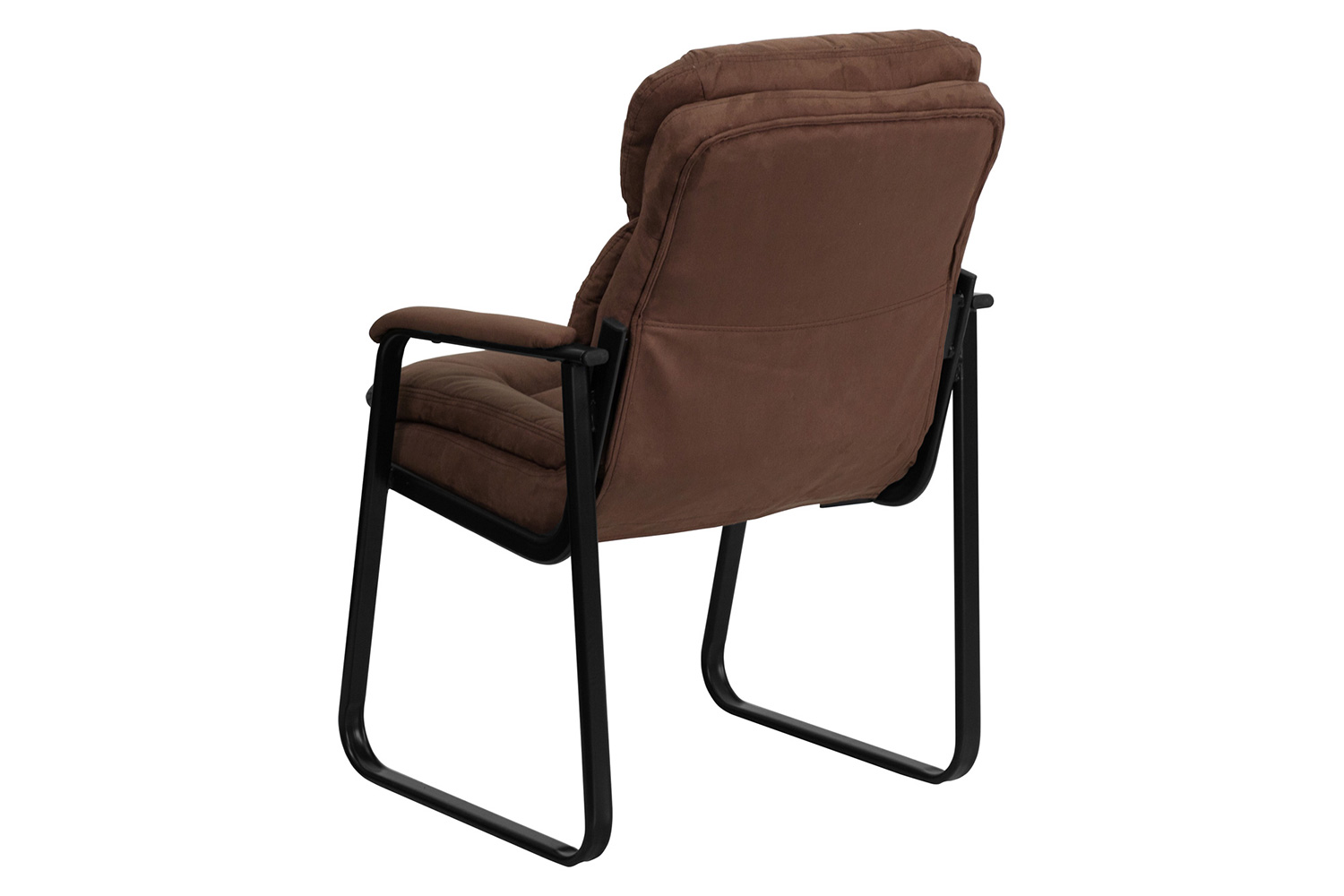 BLNK™ Isla Microfiber Executive Side Reception Chair with Lumbar Support and Sled Base - Brown