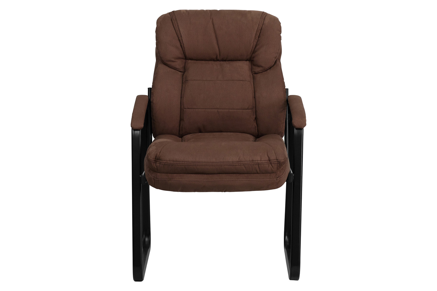 BLNK™ Isla Microfiber Executive Side Reception Chair with Lumbar Support and Sled Base - Brown