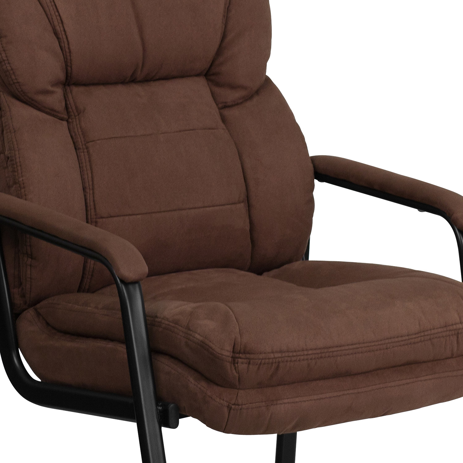 BLNK™ Isla Microfiber Executive Side Reception Chair with Lumbar Support and Sled Base - Brown